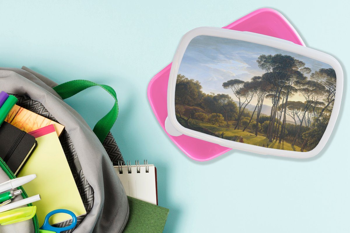 Italienische rosa Erwachsene, Brotdose Zirbelkiefer Meister, Landschaft - MuchoWow Kinder, mit Alte Snackbox, Kunststoff, Kunststoff Brotbox Mädchen, Kunst - (2-tlg), für Lunchbox