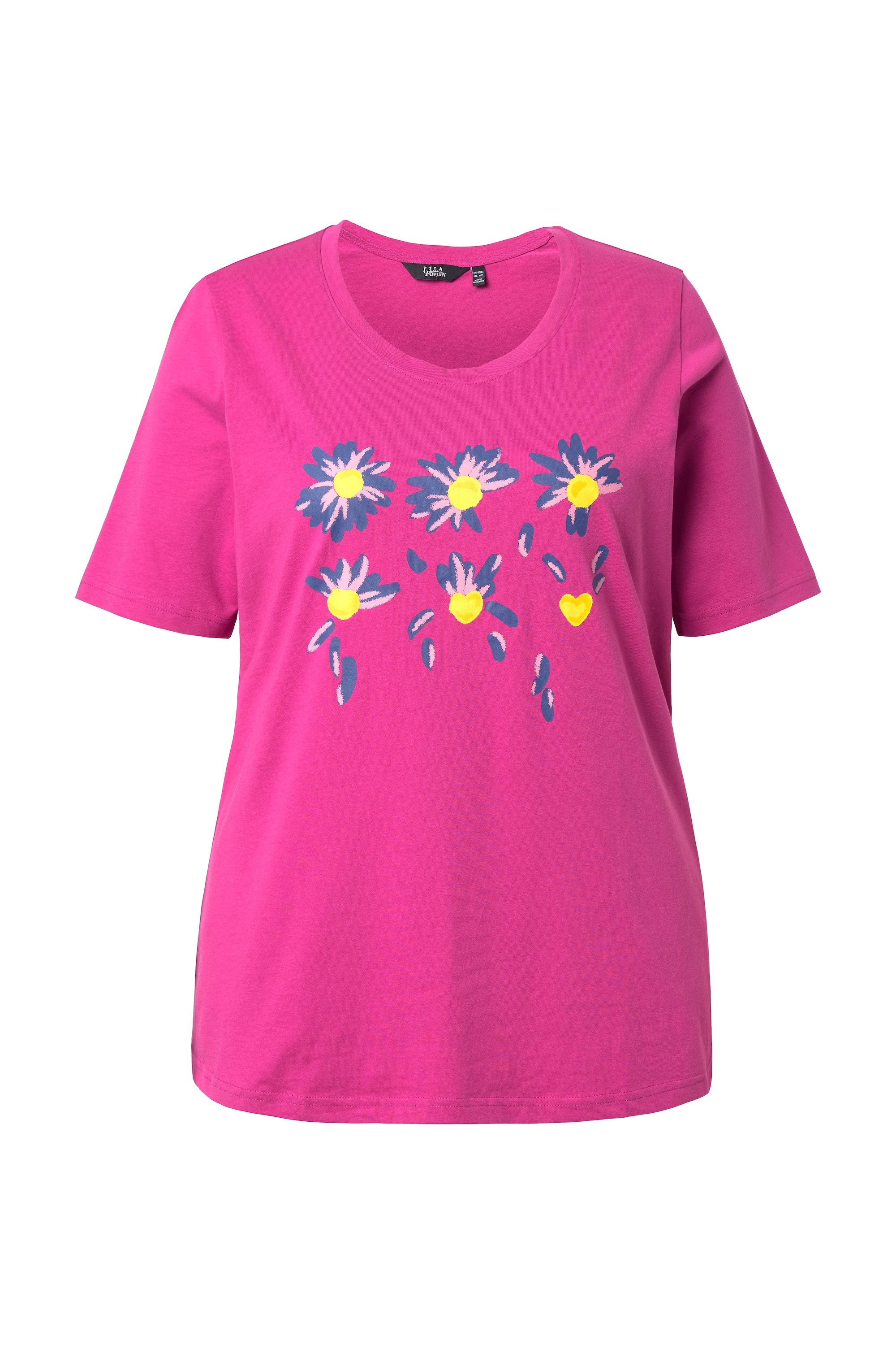 Ulla Popken T-Shirt T-Shirt Blüten Classic Rundhals Halbarm günstig online kaufen