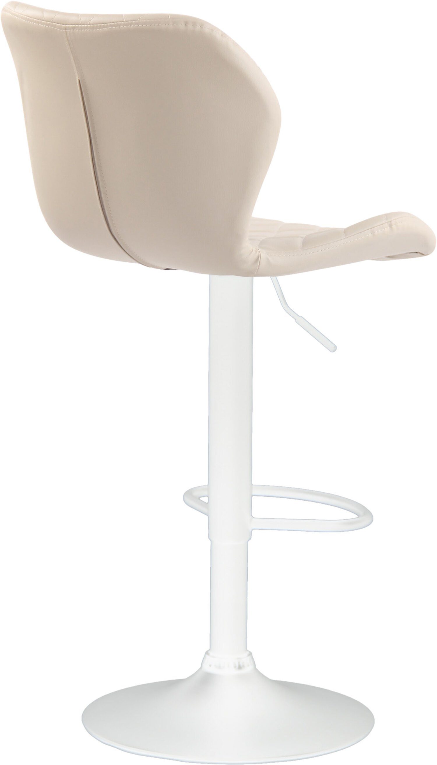 TPFLiving Barhocker Cora mit für Creme 360° weiß Theke & Metall Rückenlehne - Hocker angenehmer Küche und Fußstütze Sitzfläche: Kunstleder Gestell drehbar (Barstuhl und bequemer - höhenverstellbar)