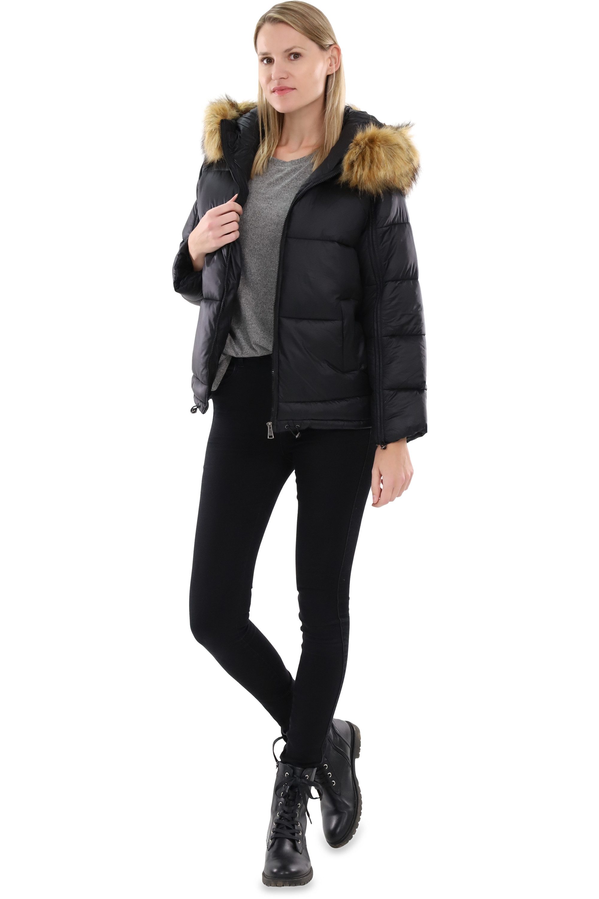 Steppjacke malito Damen Steppmantel, wattierter Wintermantel, Jacke mit Kapuze