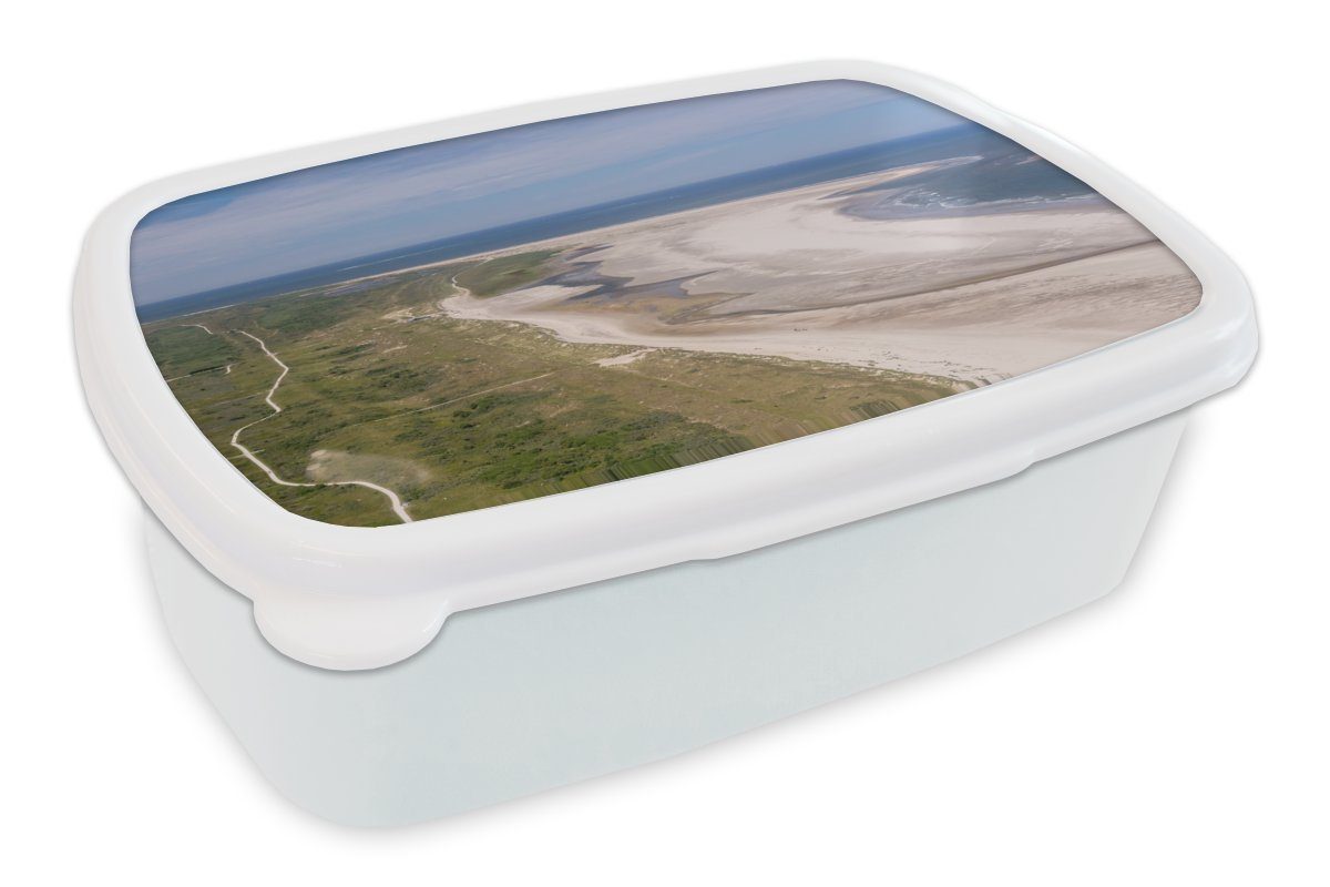 MuchoWow Lunchbox Erwachsene, Kinder Mädchen weiß für Ameland und Jungs Kunststoff, und und Wattenmeer oben, (2-tlg), das von Brotbox Brotdose, für