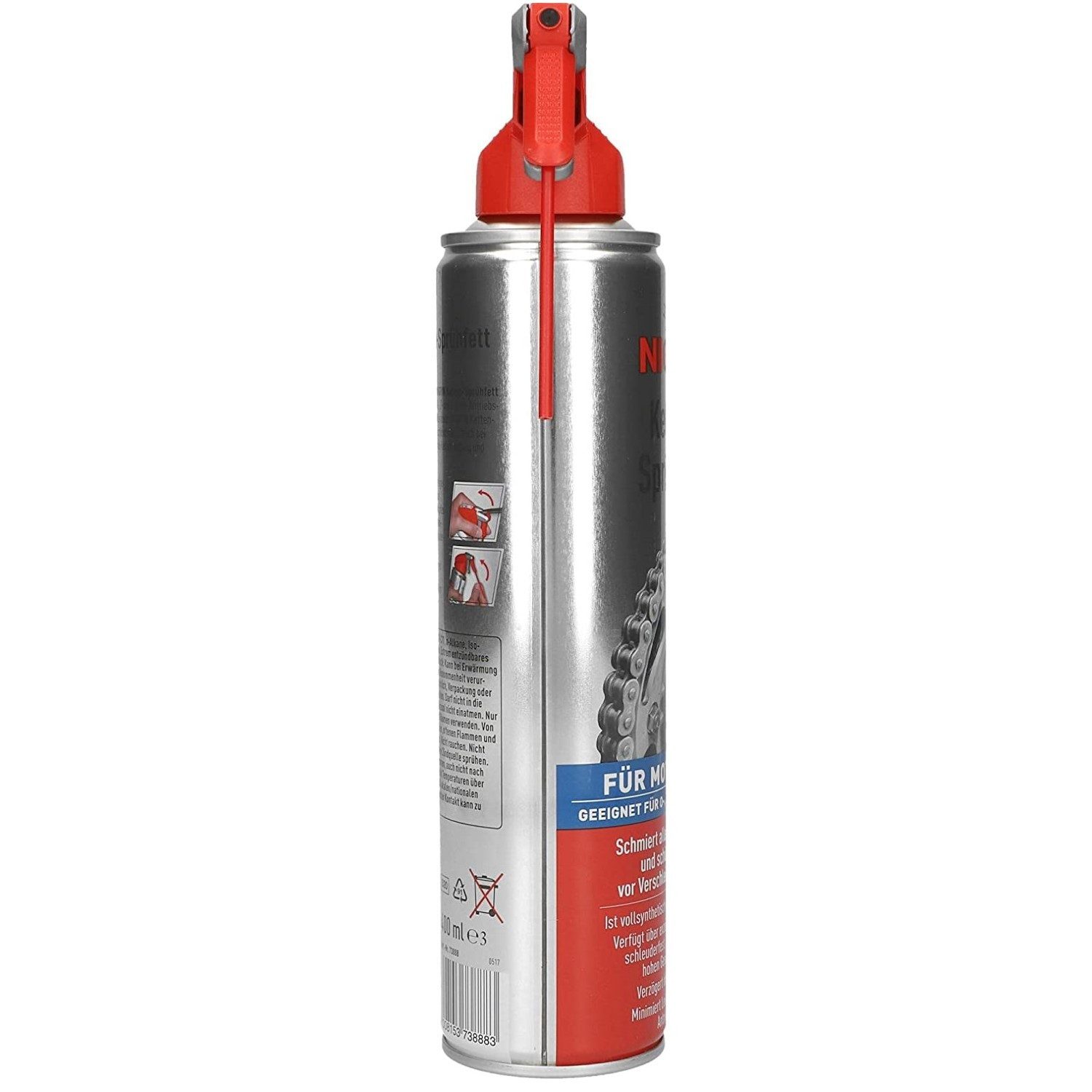 NIGRIN Kettenöl Moto-Bike Ketten-Fett Sprüh-Fett Spray 400ml, 400 ml, (1-St., 1x MOTO-BIKE Kette-Sprühfett 400ml), Kettenspray Kettenfett für Motorrad O Z X Ring-Kette Fahrrad E-Bike