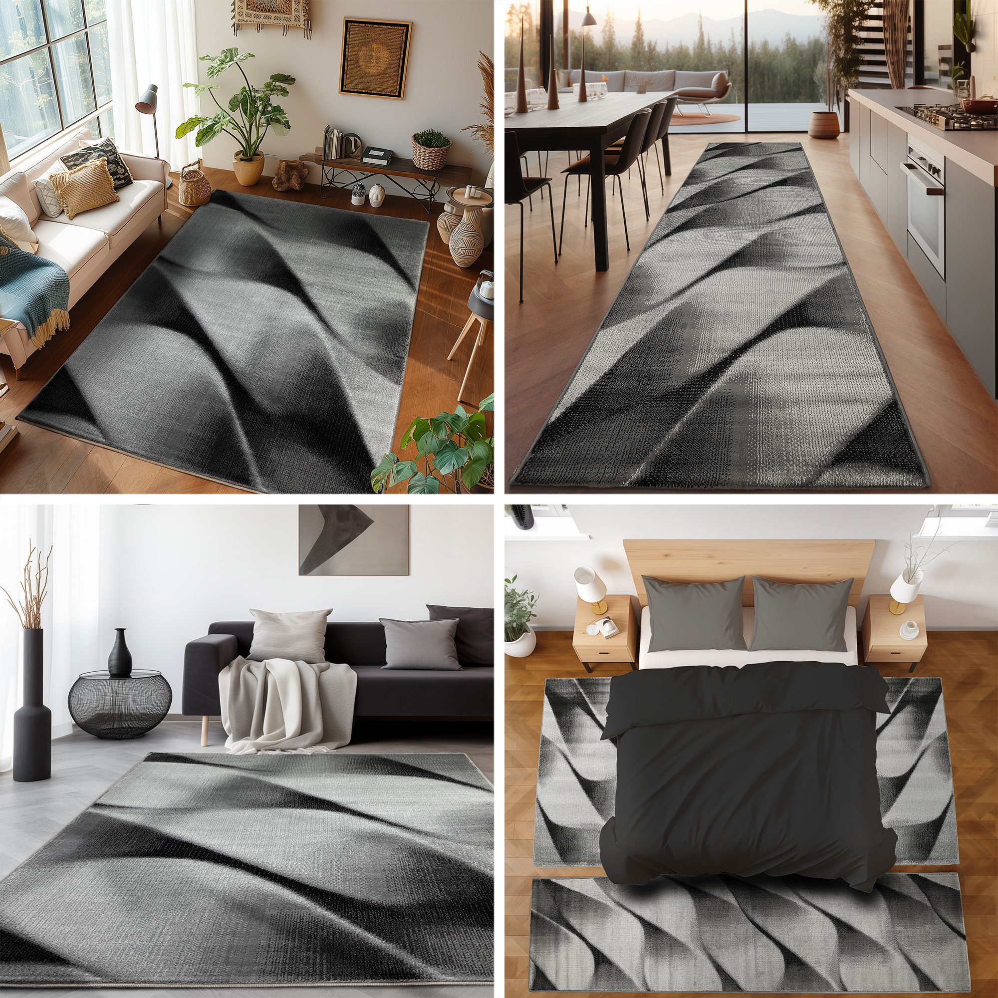 SIMPEX24 Kurzflor-Bettumrandung Abstrakt Wellen Design, Höhe 12 mm, (Bett-S günstig online kaufen