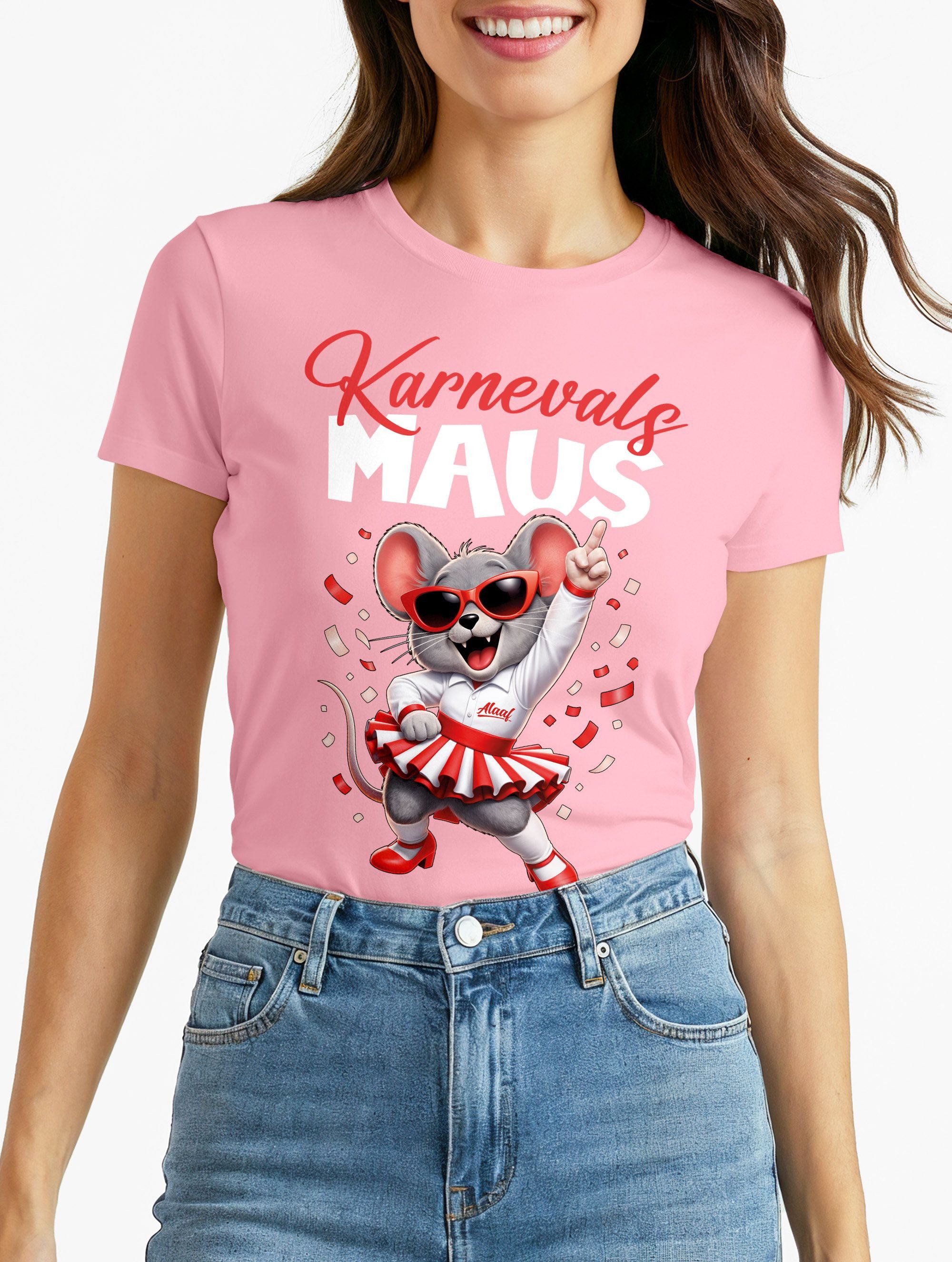 MoonWorks Print-Shirt Damen T-Shirt Fasching Karneval, Maus Aufdruck, Ersat günstig online kaufen