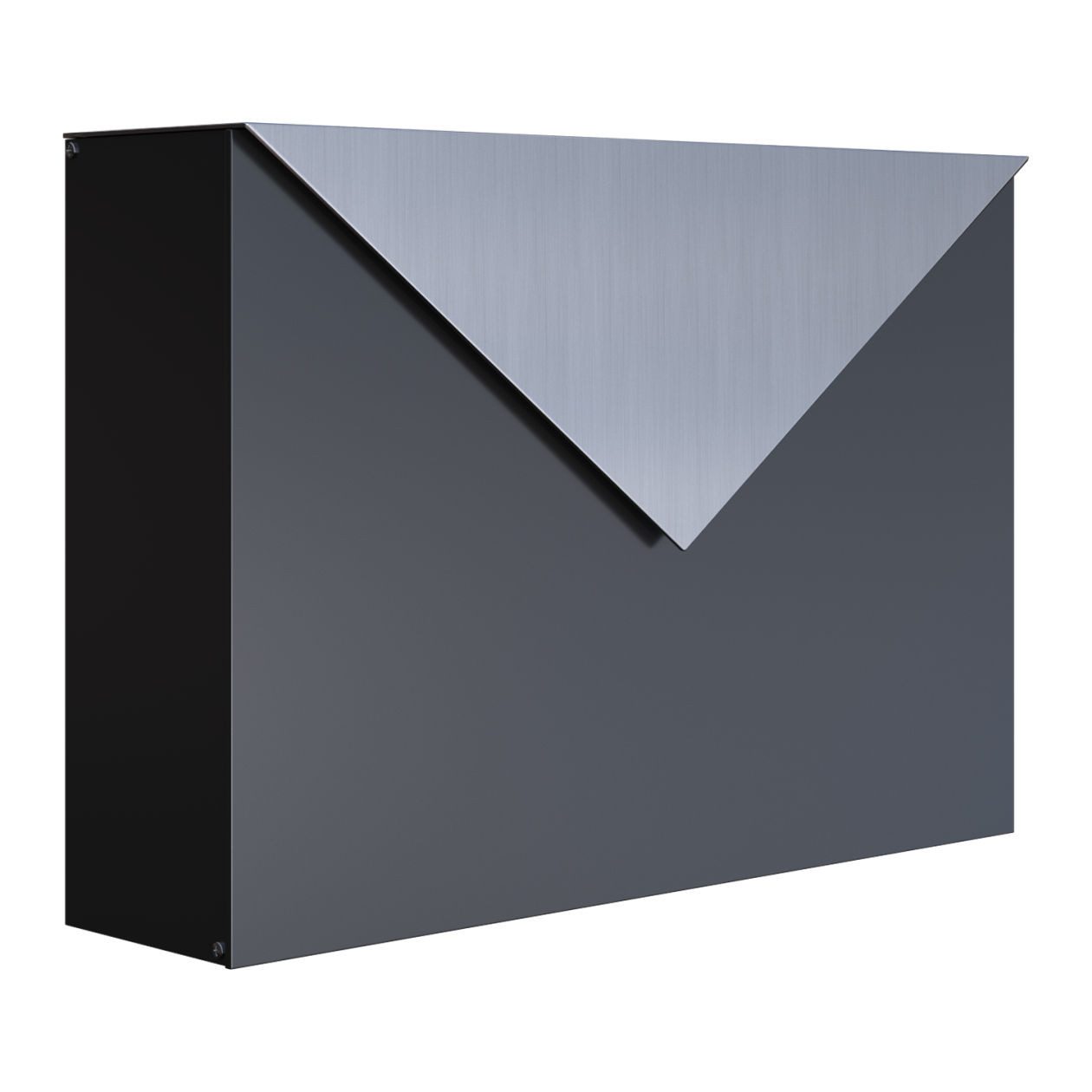 Bravios Wandbriefkasten Wandbriefkasten Letter in Schwarz mit Edelstahlklappe