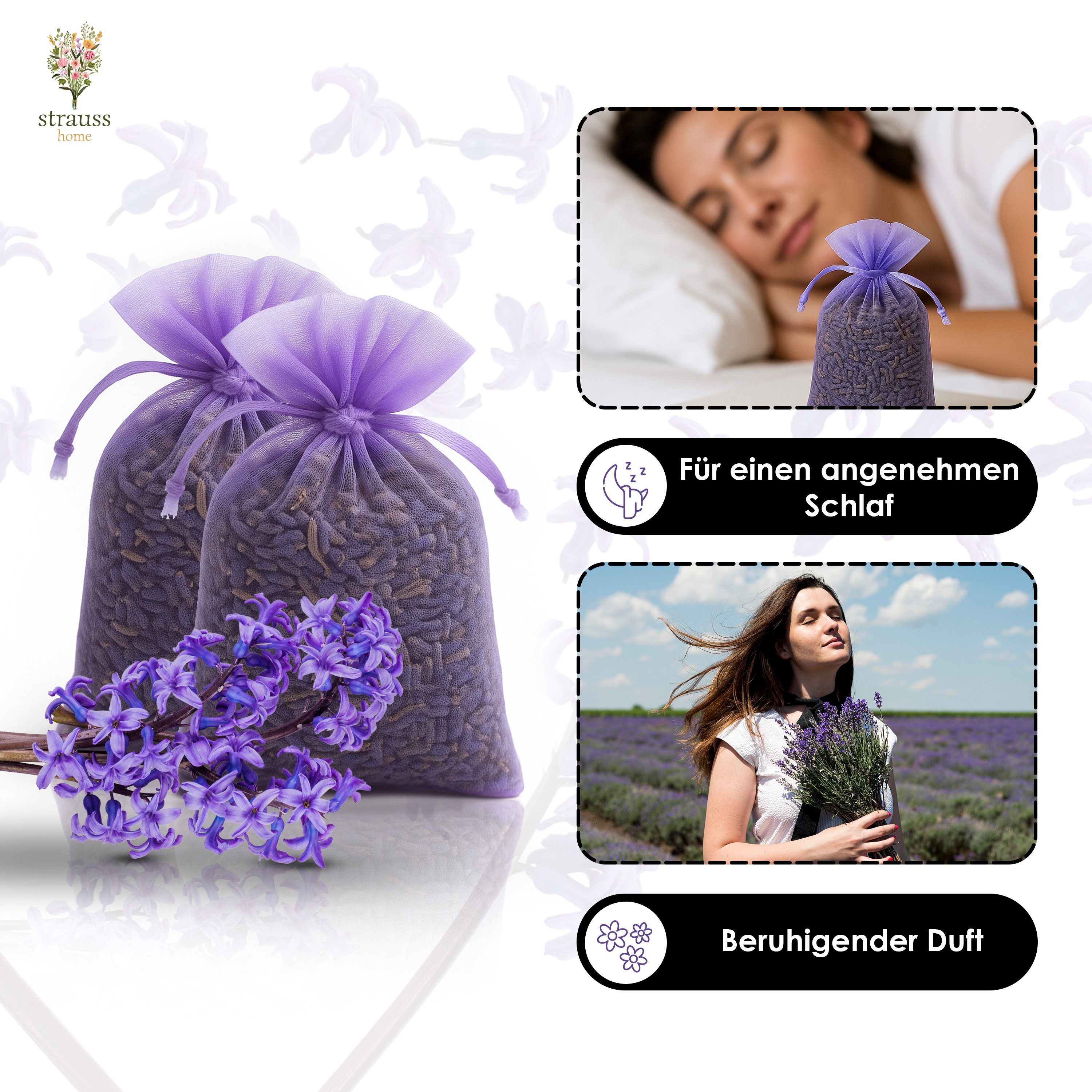 Strauss Home Duftbeutel Lavendel Säckchen 20er Pack – Natürliche Duftbeutel gegen Motten, 20-tlg.