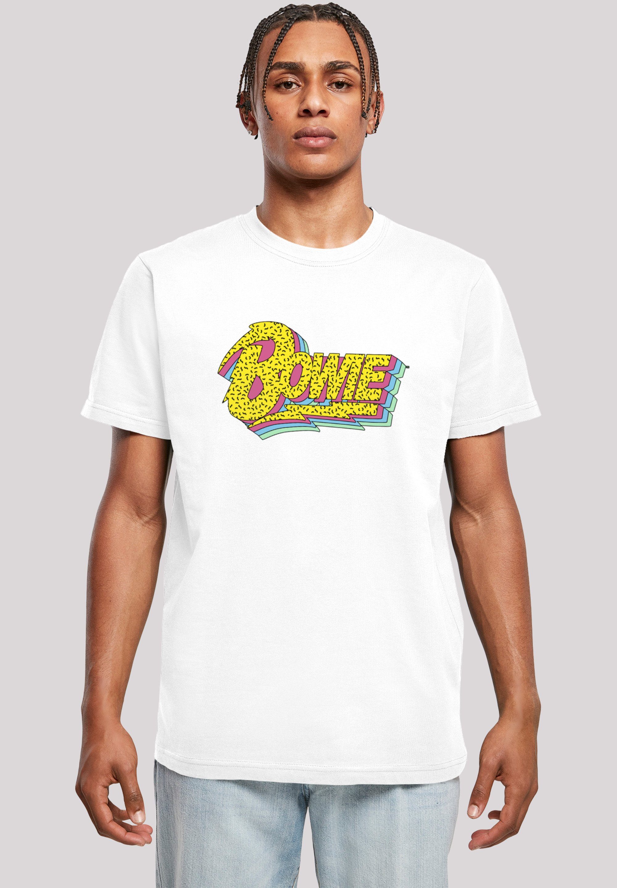 weiß David 90s Print T-Shirt F4NT4STIC Bowie Logo Moonlight