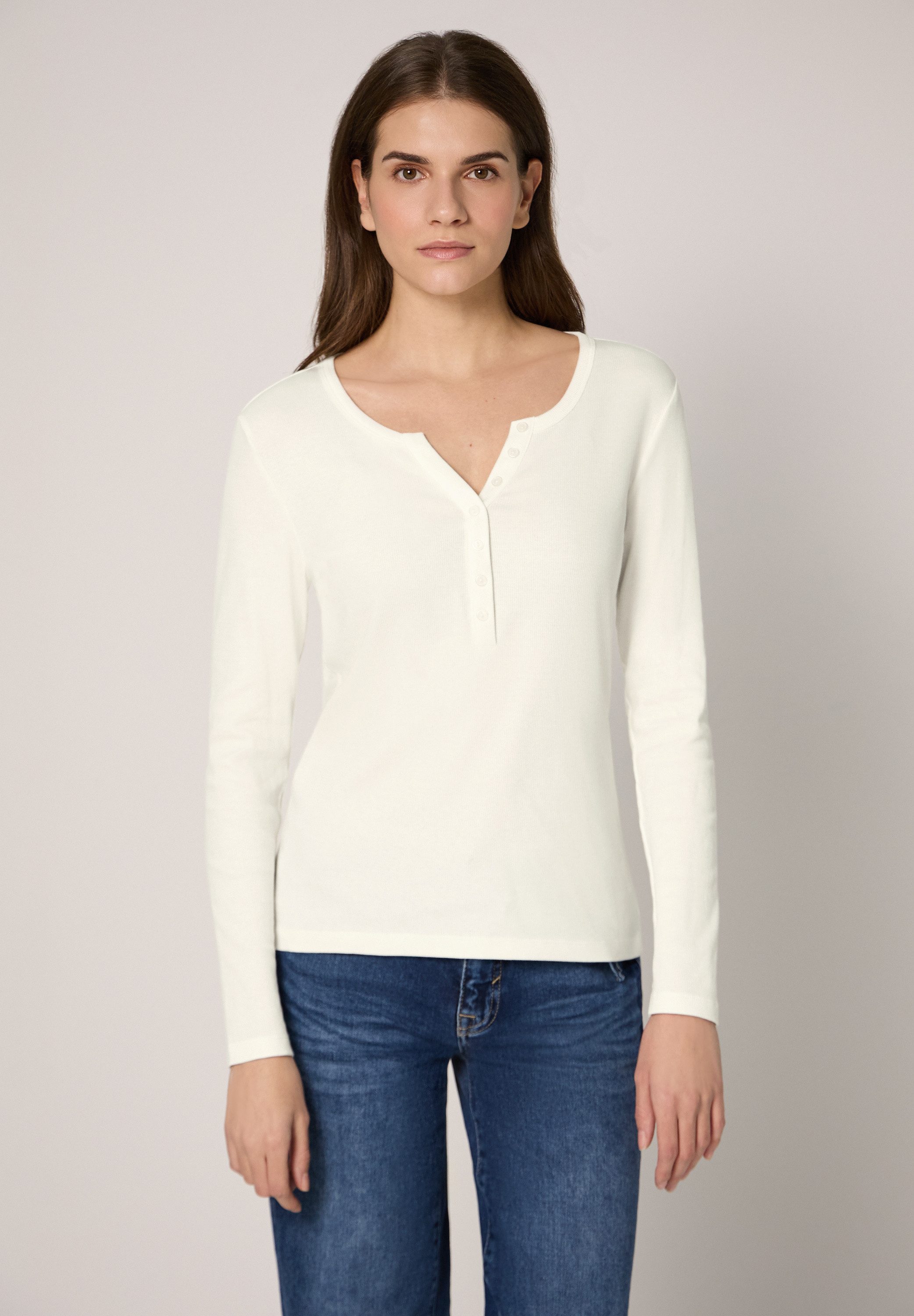 STREET ONE STUDIO Langarmshirt aus Baumwolle mit Stretchante günstig online kaufen