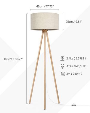 Tomons Stehlampe »Stativ aus Holz für das Wohnzimmer, Schlafzimmer und Arbeitszimmer«, LED wechselbar, warmweiß, Skandinavischer Stil, Mit 8 W LED-Leuchtmittel