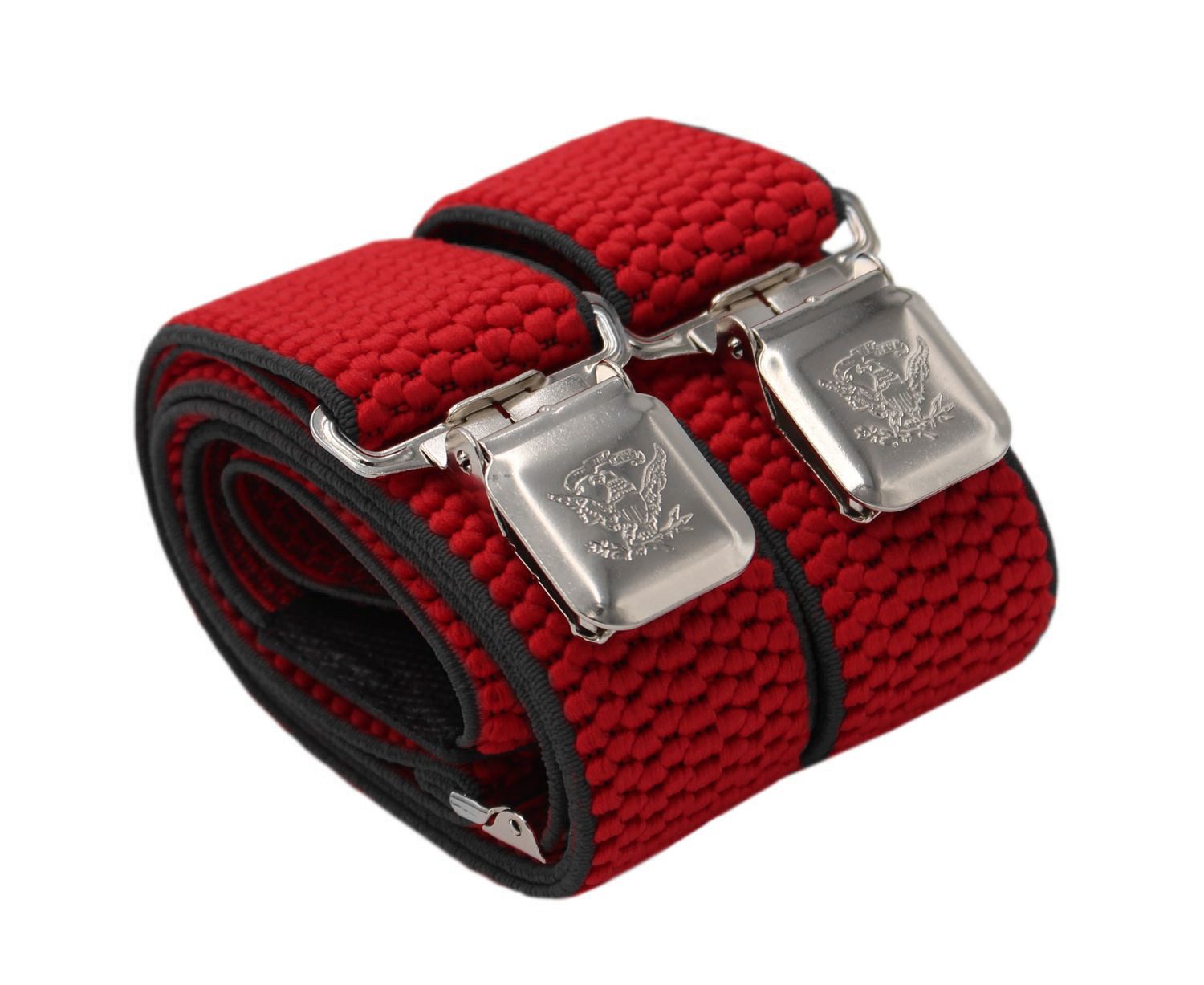 Fabio Farini Hosenträger 4cm Breites Y-Design verstellbar mit extra starken Clipverschluss, Rot