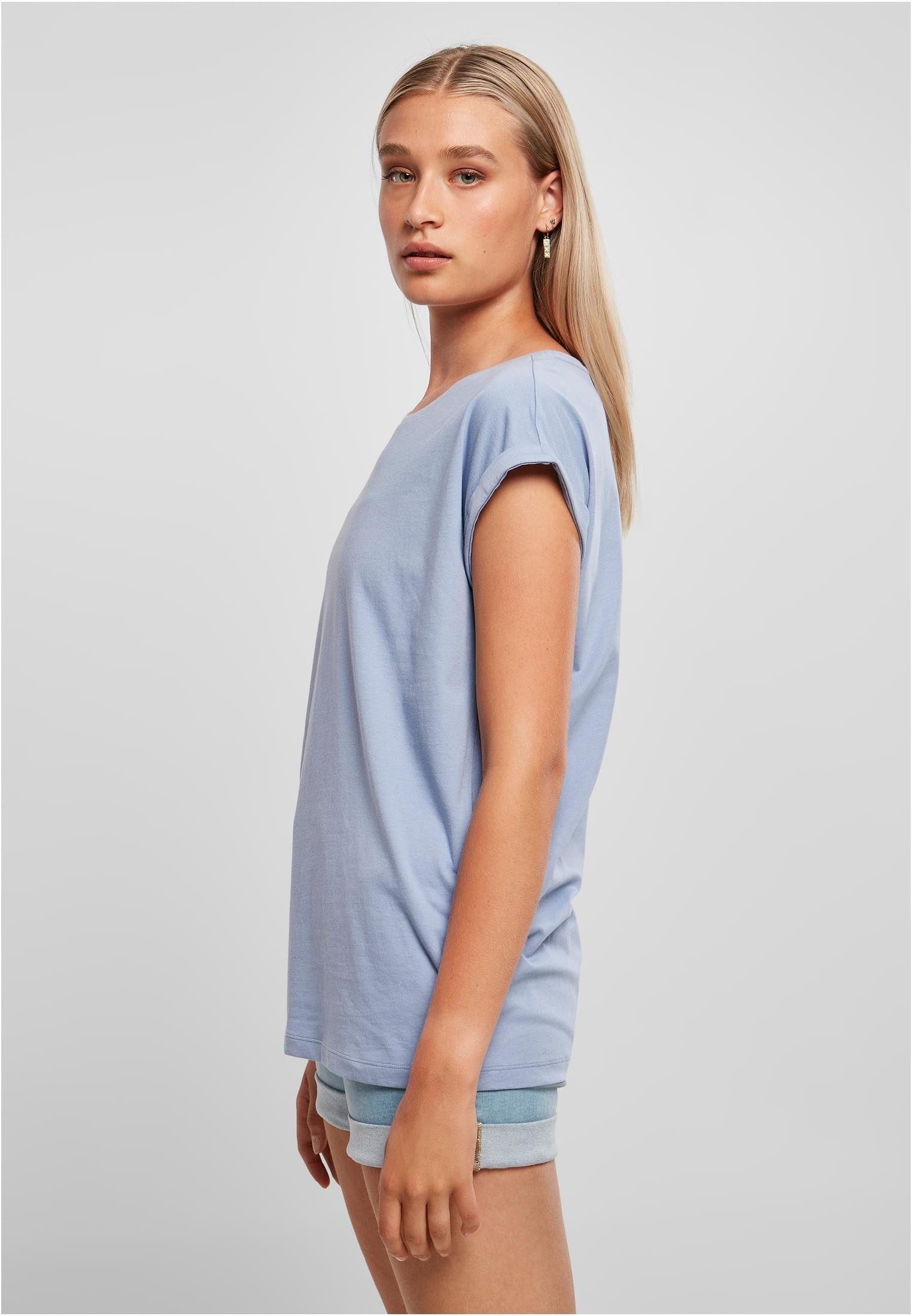 URBAN CLASSICS Extended Ladies violablue (1-tlg) Damen Kurzarmshirt Shoulder Tee Organic