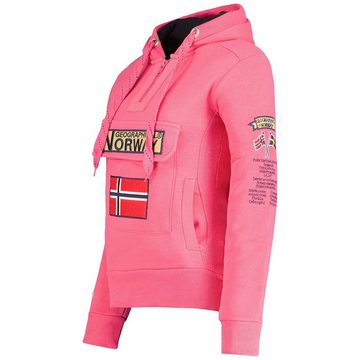 Geo Norway Kapuzenpullover Half Zip Hoodie bagymclass (1-tlg) mit Norwegen Fahne als Emblem