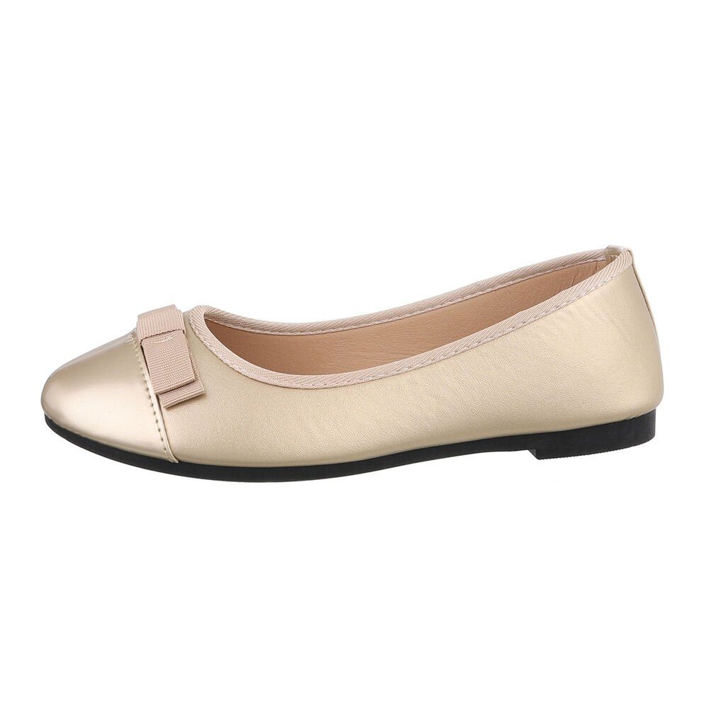 Ital-Design Damen Freizeit Ballerina Blockabsatz Klassische Ballerinas in Gold