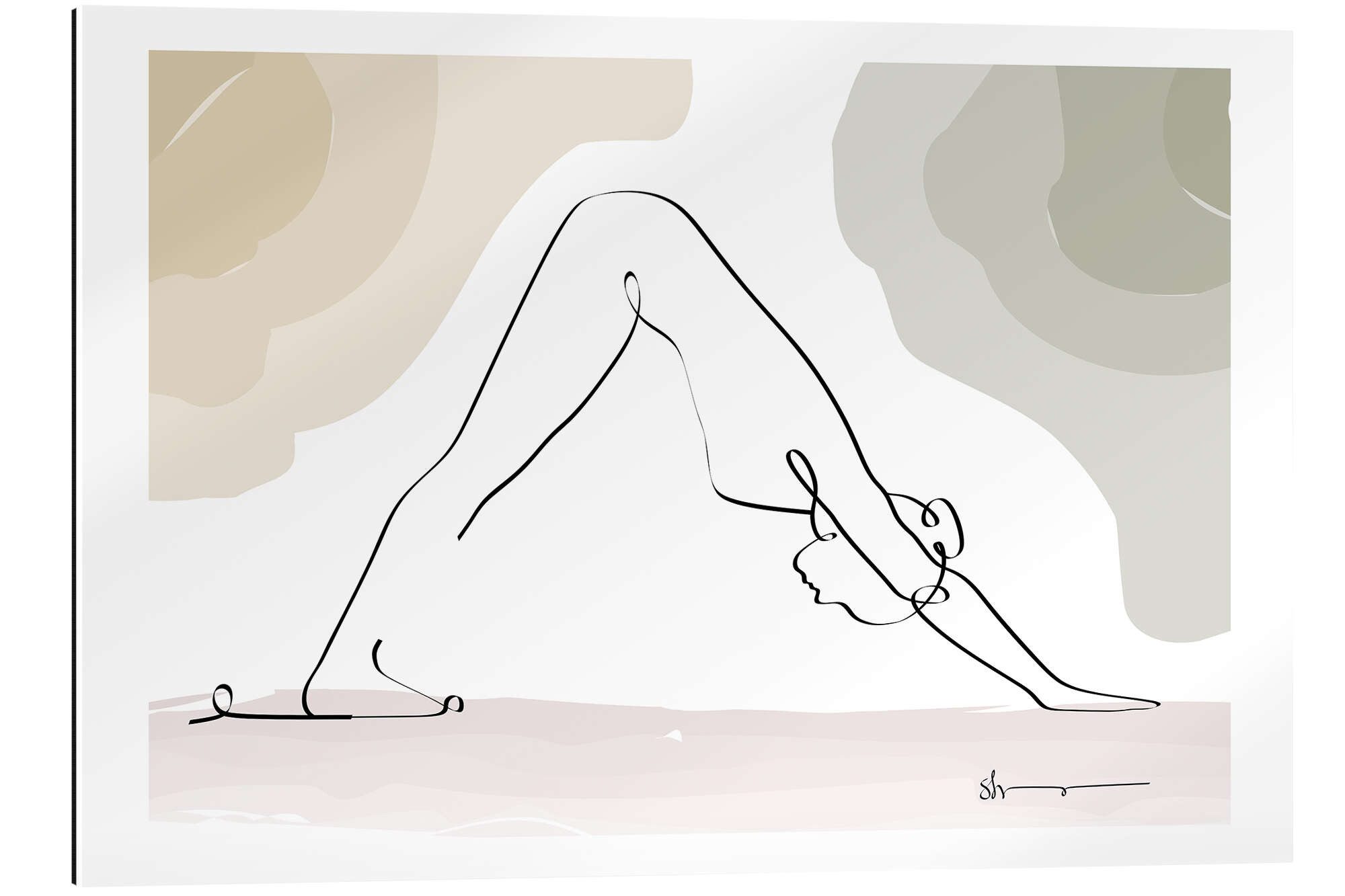 Posterlounge XXL-Wandbild Yoga In Art, Herabschauender Hund (Adhomukha Shvanasana), Fitnessraum Japandi Grafikdesign