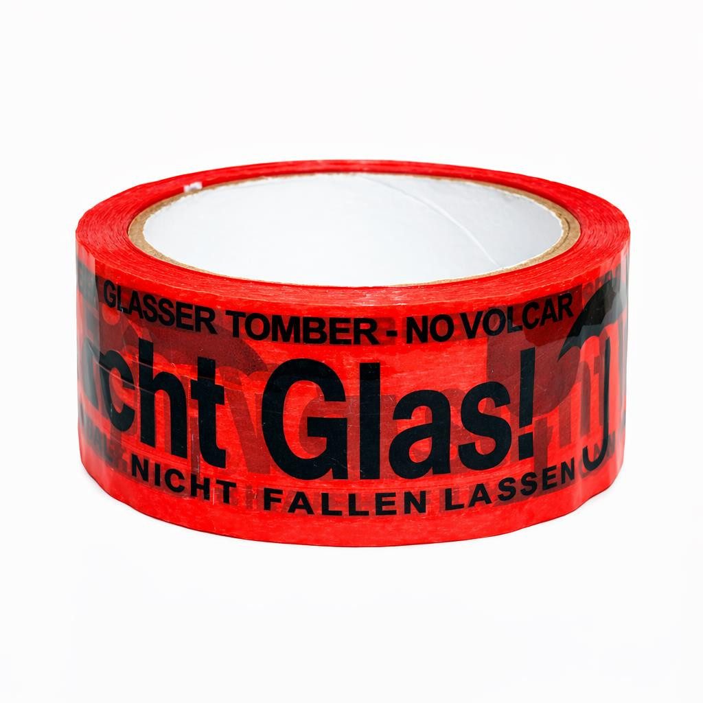 BAYLI Klebeband 1 Rolle PP Klebeband Vorsicht Glas 48mm x 66m - Warnband - starkes