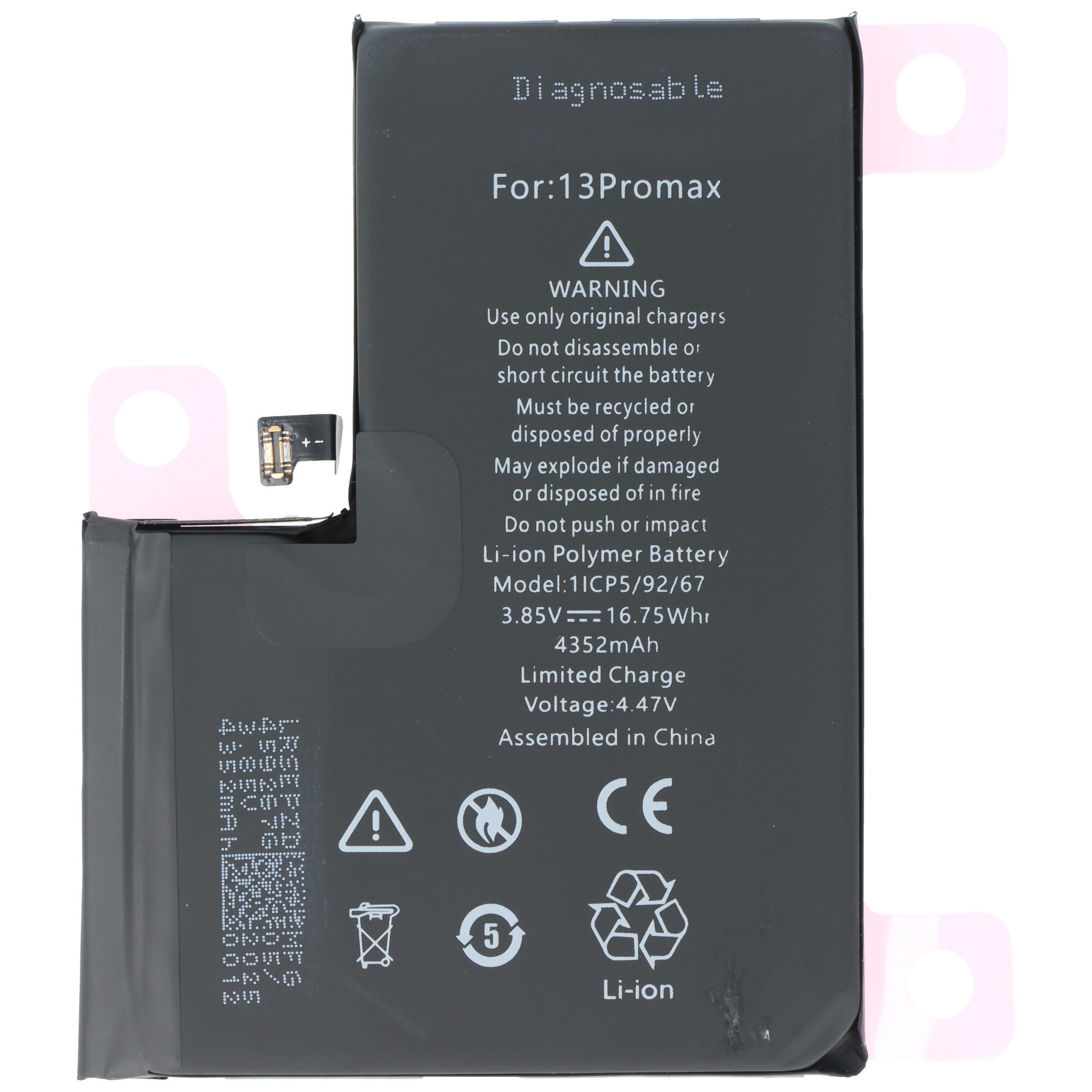 AccuCell Akku passend für Apple iPhone 13 Pro Max, diagnostizierbar, Li-Polyme Akku 4352 mAh (3,9 V)