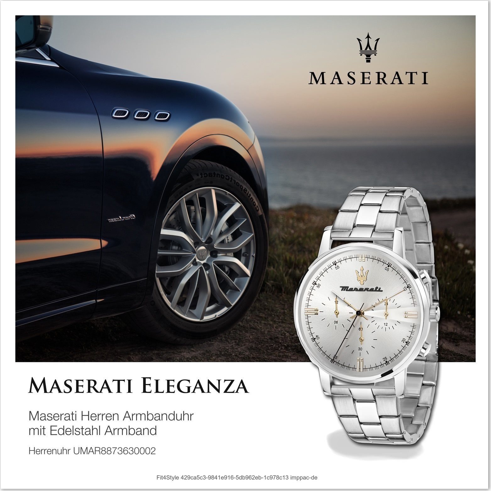 Multifunktionsuhr Maserati Herren, Damenuhr rundes Edelstahlarmband, Gehäuse (ca42x51,5mm) silber MASERATI Edelstahl Uhr,