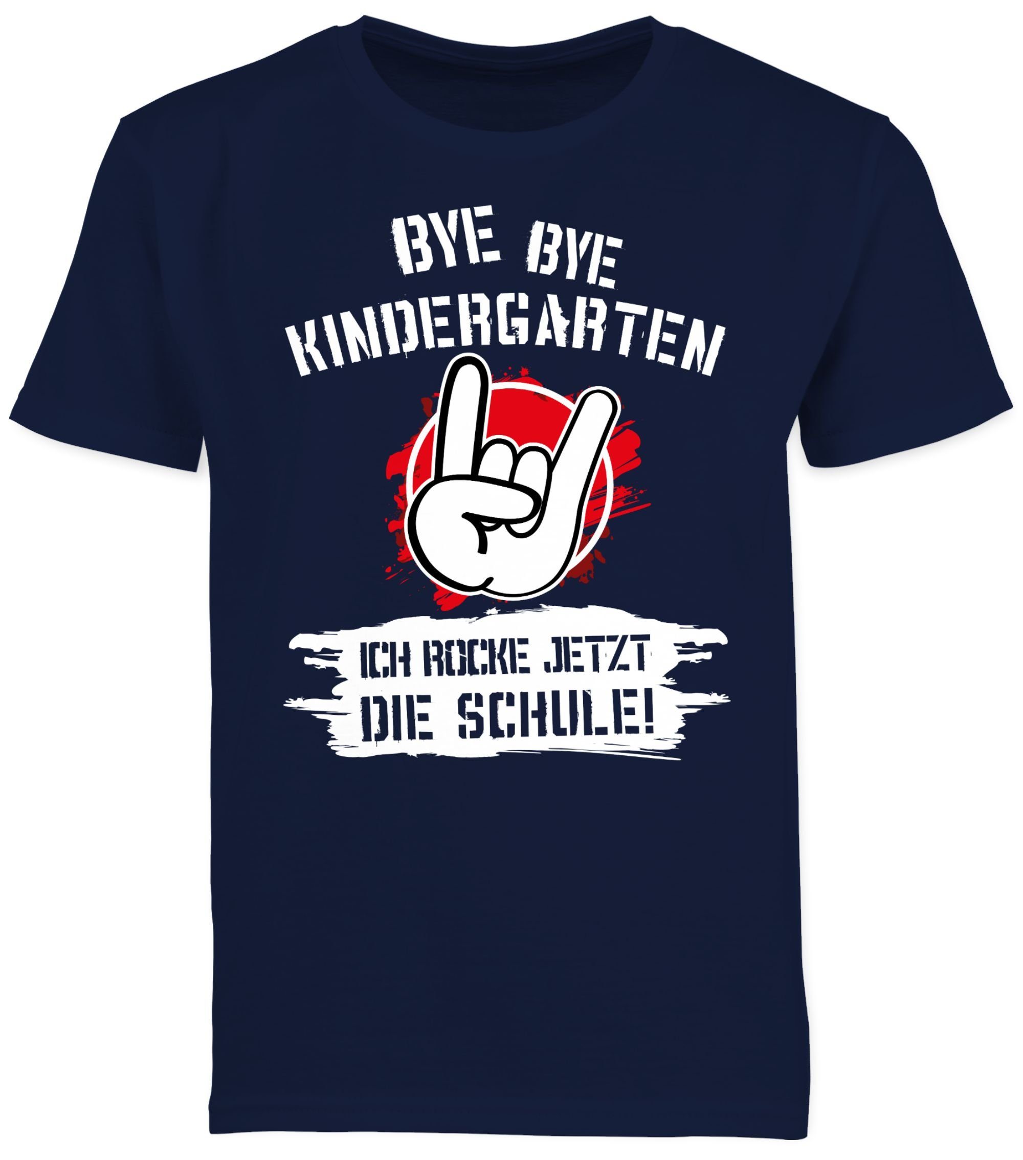 Shirtracer T-Shirt Bye Bye Kindergarten Dunkelblau rocke jetzt Schule die Einschulung ich Rot Schulanfang Junge Geschenke Grunge 2