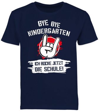 Shirtracer T-Shirt Bye Bye Kindergarten ich rocke jetzt die Schule Grunge Rot Einschulung Junge Schulanfang Geschenke