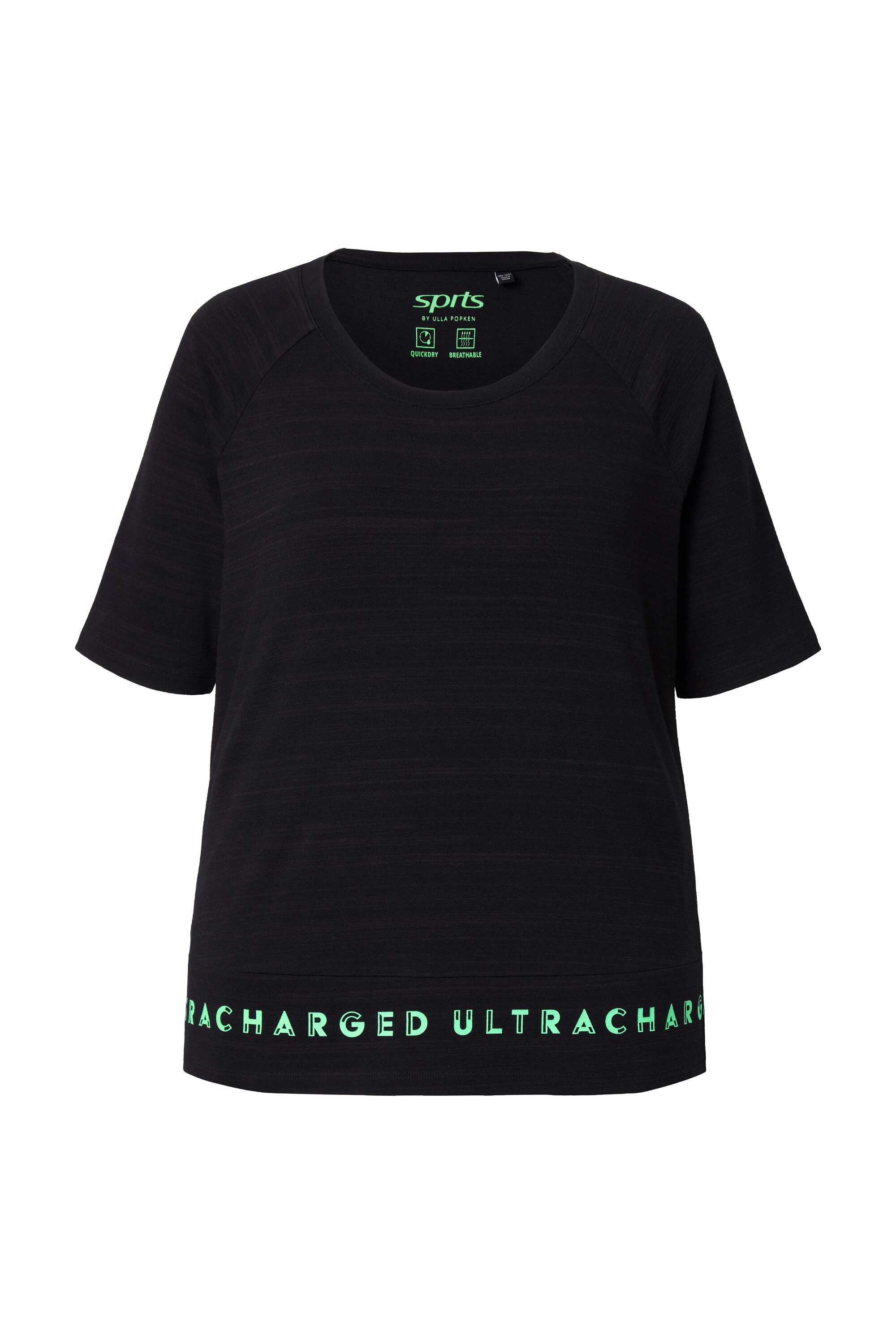 Ulla Popken T-Shirt T-Shirt Saum-Schriftzug Classic Rundhals Halbarm günstig online kaufen