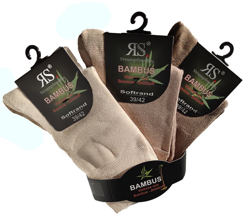 (Set, Viskose "Bambus" Strümpfe Riese aus Unisex Natural Socken 3-Paar) Kurzsocken Bambus