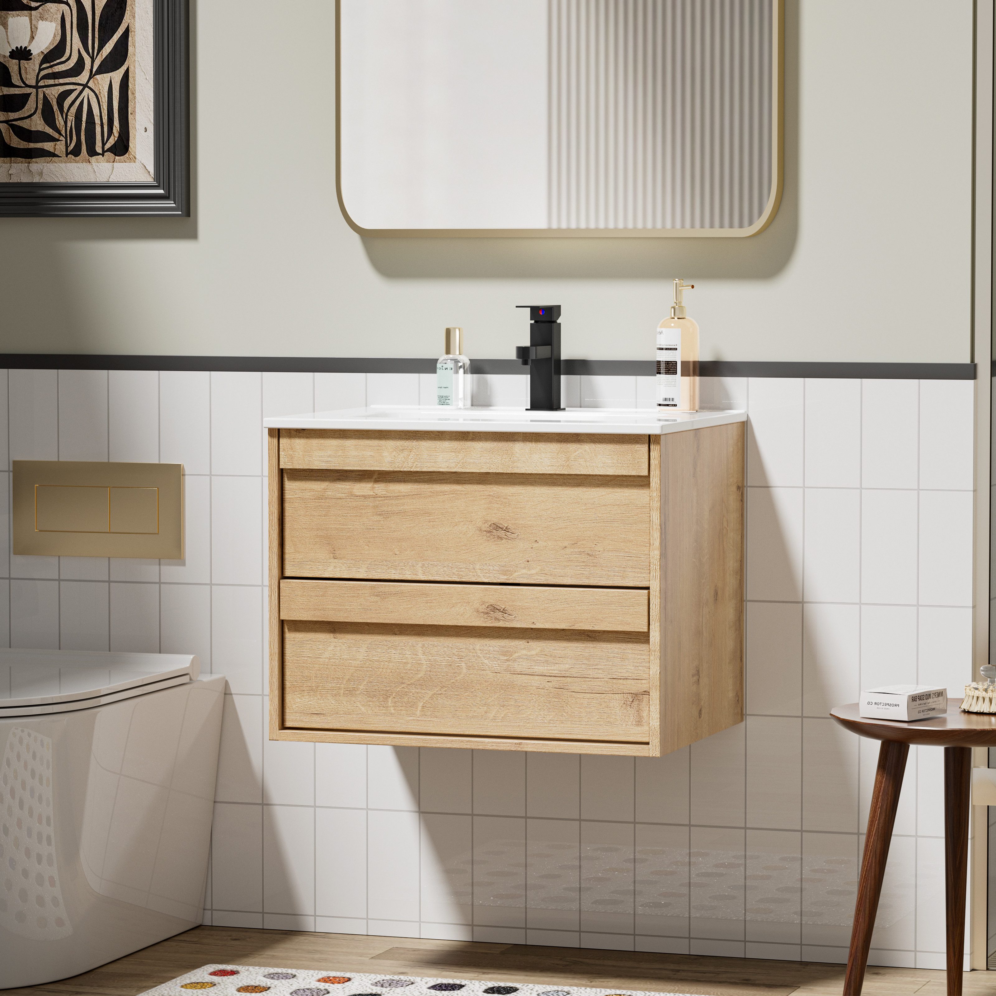 UEV Waschtisch mit Unterschrank, Waschbeckenunterschrank 60cm/75cm/90cm hän günstig online kaufen