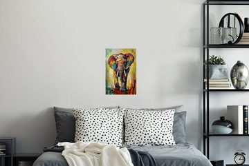 MuchoWow Wandsticker Elefant - Kunst - Malerei - Tiere - Regenbogen (1 St), Wandaufkleber, Wandtattoo, Selbstklebend, Wohnzimmer, Schlafzimmer