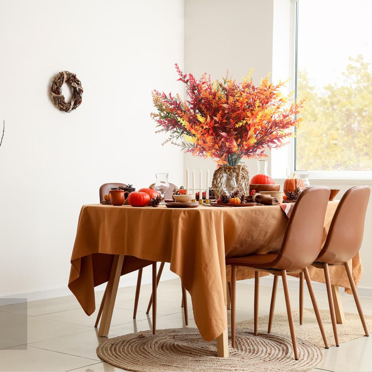 Kunstblumenstrauß 8 Bündel Künstliche Herbstblumen Künstlich Herbststrauß Herbst Deko, Bomiclss, Herbst Balkonpflanzen Herbstzweige für Drinnen Draußen Garten T – Bild 5 von 5