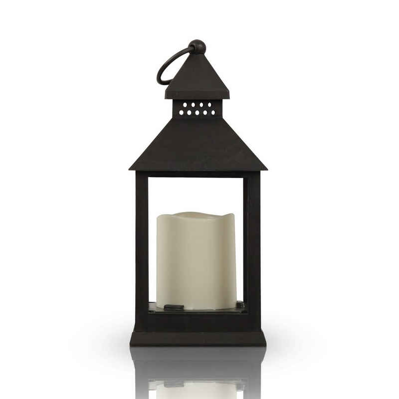 Bestlivings LED Laterne »04171-L«, LED fest integriert, warmweiß, Laterne Windlicht (27cm) mit flackernder LED-Kerze, Batteriebetrieben, Innenbereich - Dekorative Lampe mit brennenden Docht Effekt