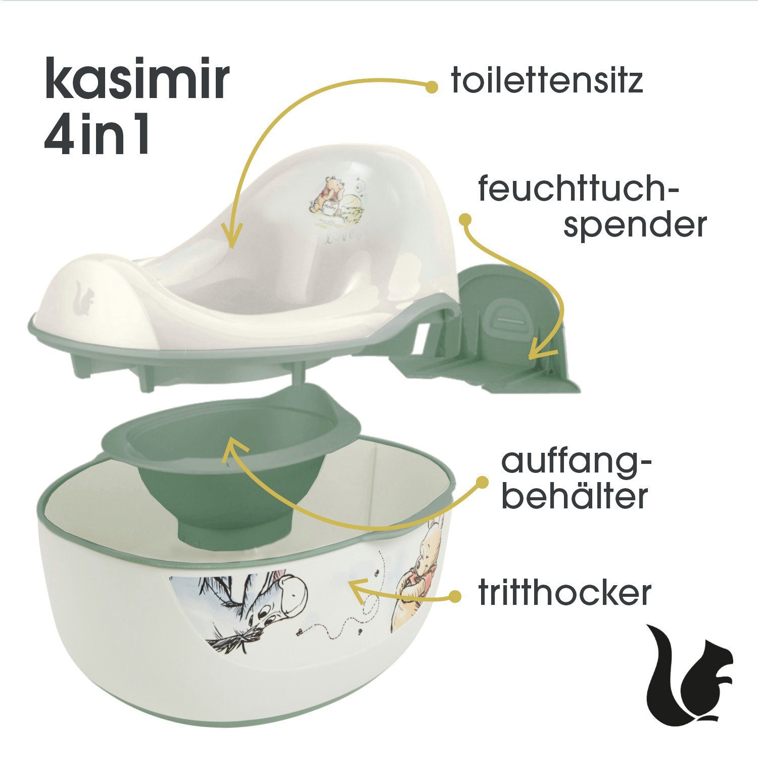 keeeper Toilettentrainer kasimir winnie Weiß 4in1, Europe, Made - deluxe weltweit nordic FSC® Wald in white, babytopf schützt 