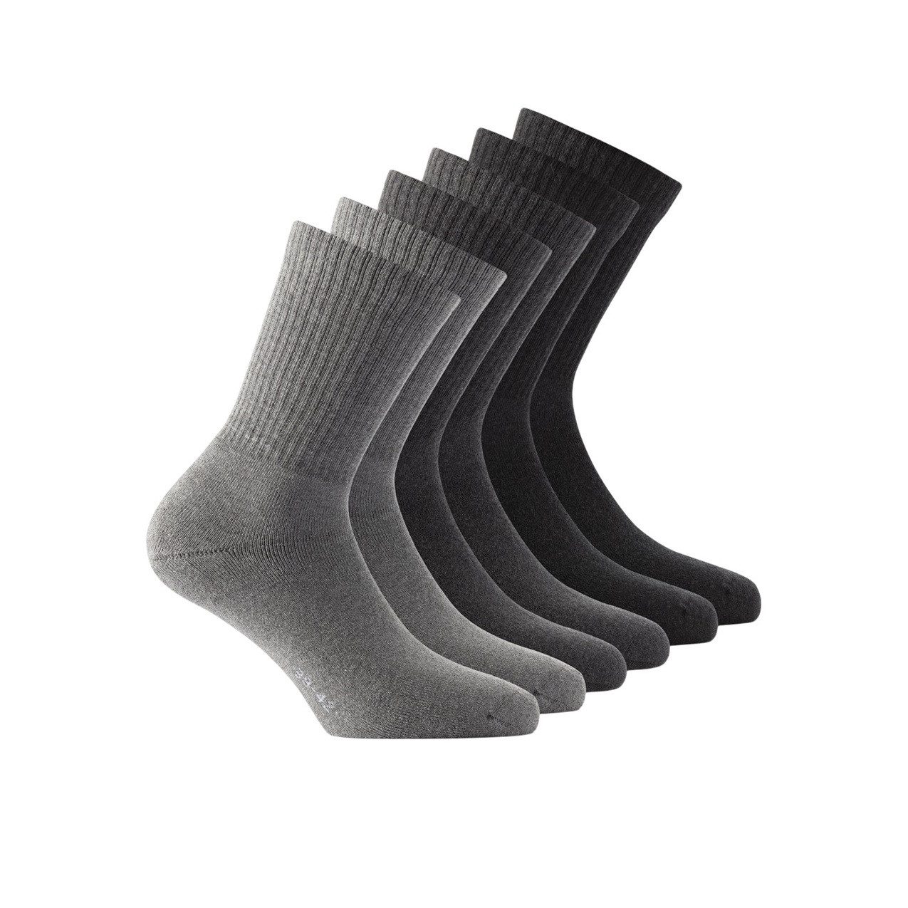 Rohner Socks Tennissocken Crew Basic (superweich) hellgrau/grau/dunkelgrau - 3 Paar