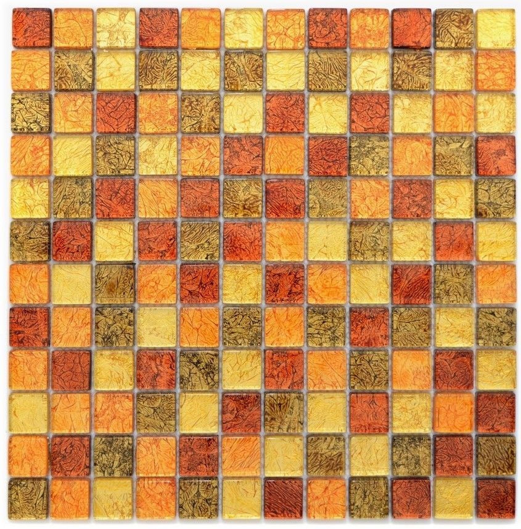 Mosani Mosaikfliesen Glasmosaik gold orange Mosaikfliese Struktur Fliesenspiegel Küche