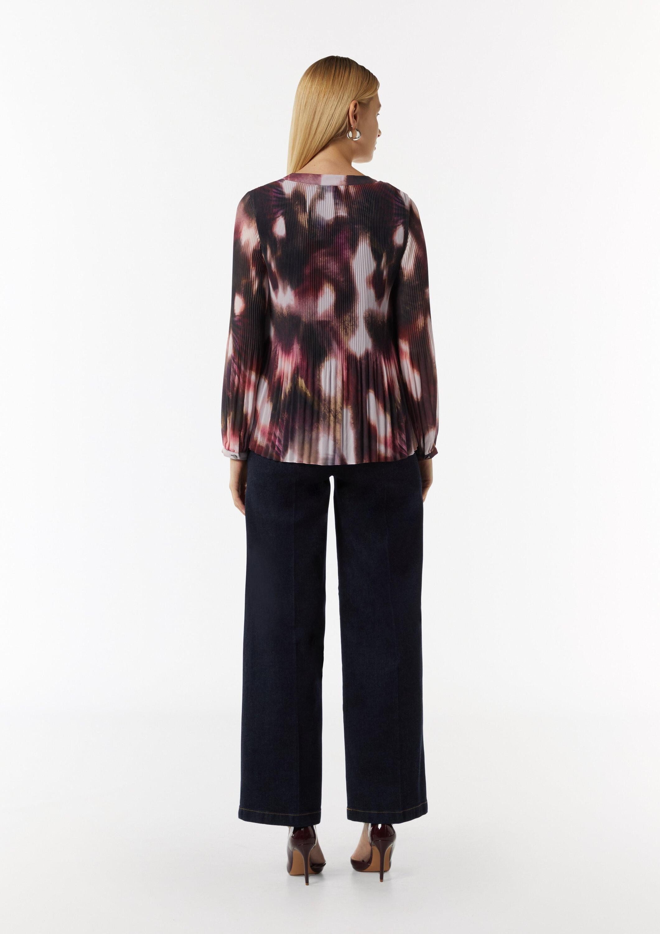 comma Langarmbluse Bluse Tunika-Bluse aus plissiertem Chiffon