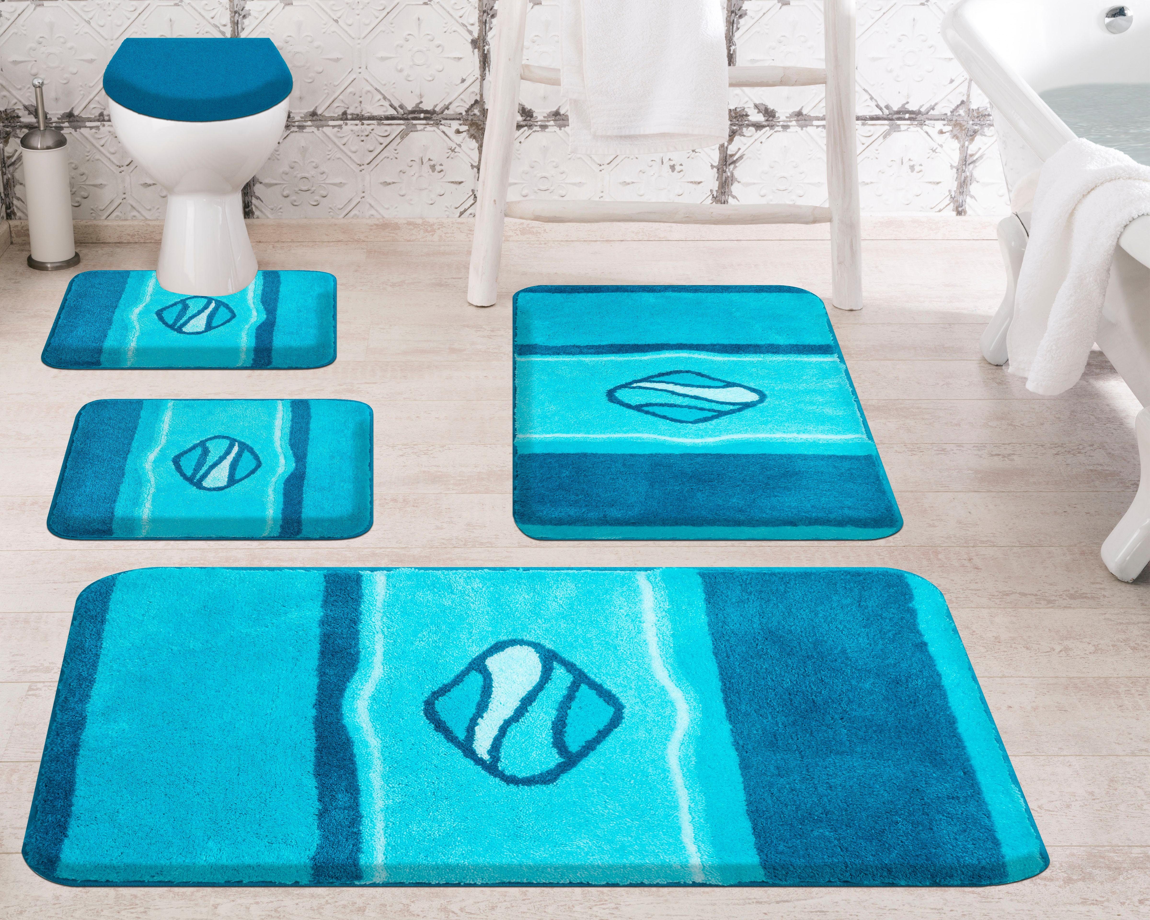 Grund Badematte Jewel, Höhe 24 mm, rutschhemmend beschichtet, fußbodenheizungsgeeignet, Polyacryl, besonders dichter Flor, Badematten mit Streifen