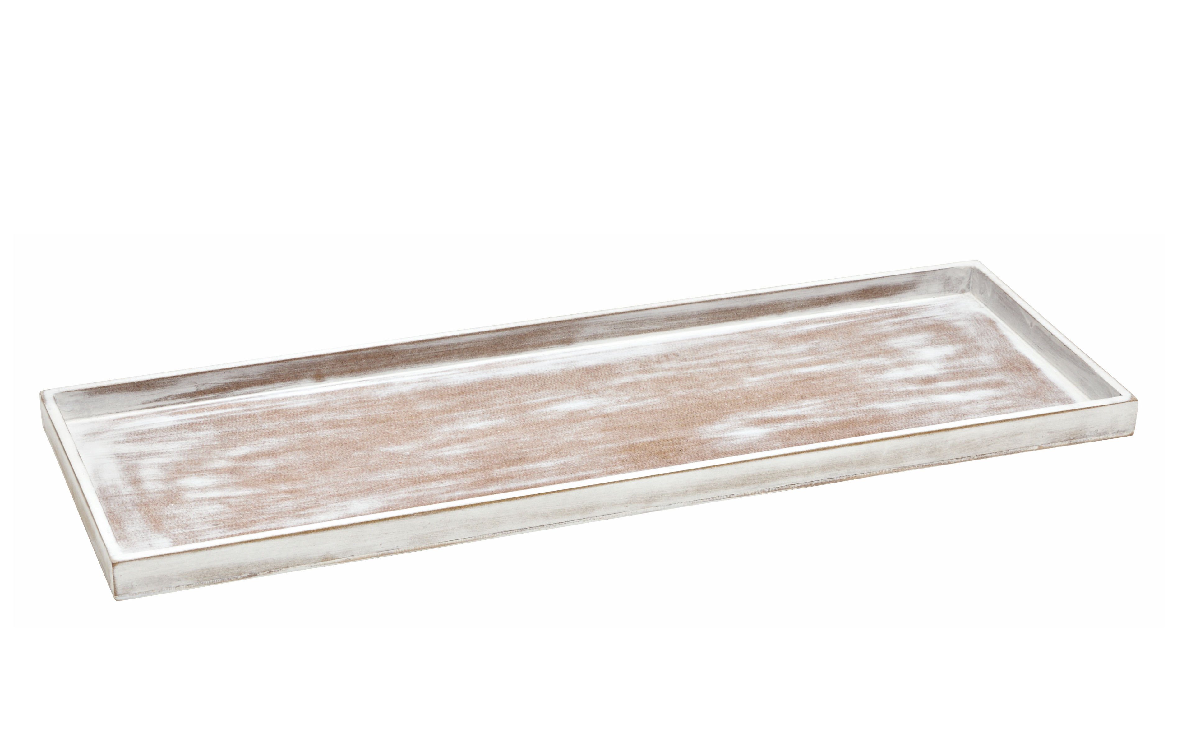 Spetebo Kerzentablett Vintage Holz Tablett shabby weiß - 50 x 17 cm (Stück, 1 St., Deko Tablett), Vintage Tischdeko eckig - Deko Brett für Weihnachten Gestecke Hochzeit