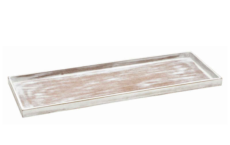 Spetebo Kerzentablett Vintage Holz Tablett shabby weiß - 50 x 17 cm, Vintage Tischdeko eckig - Deko Brett für Weihnachten Gestecke Hochzeit
