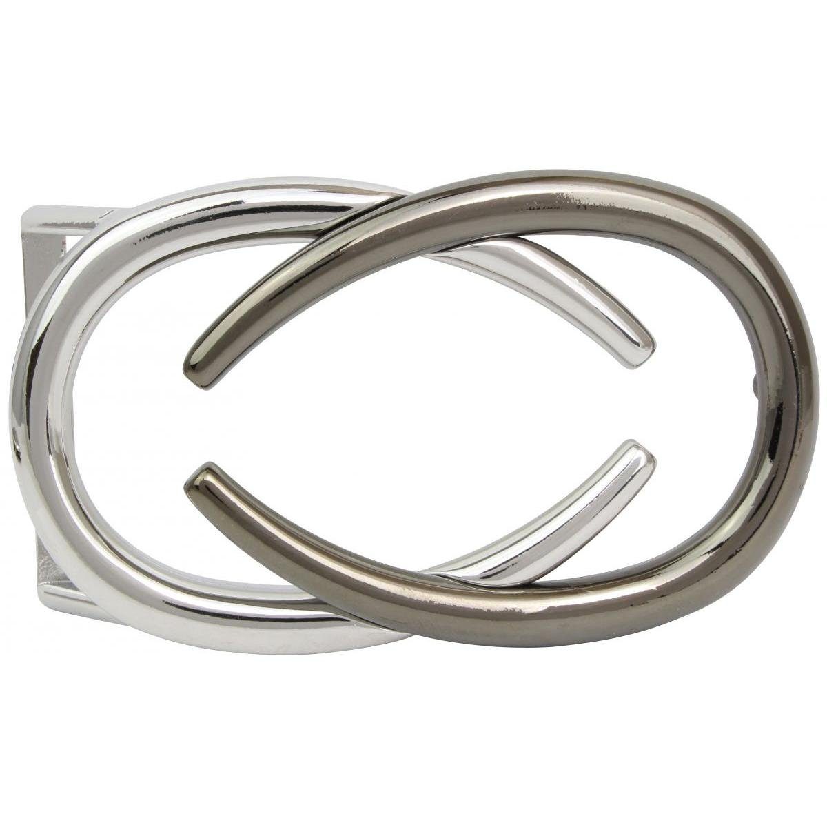 BELTINGER Gürtelschnalle Open Arms 4,0 cm - Buckle Wechselschließe Gürtelschließe 40mm - Gürtel Silber / Schwarz