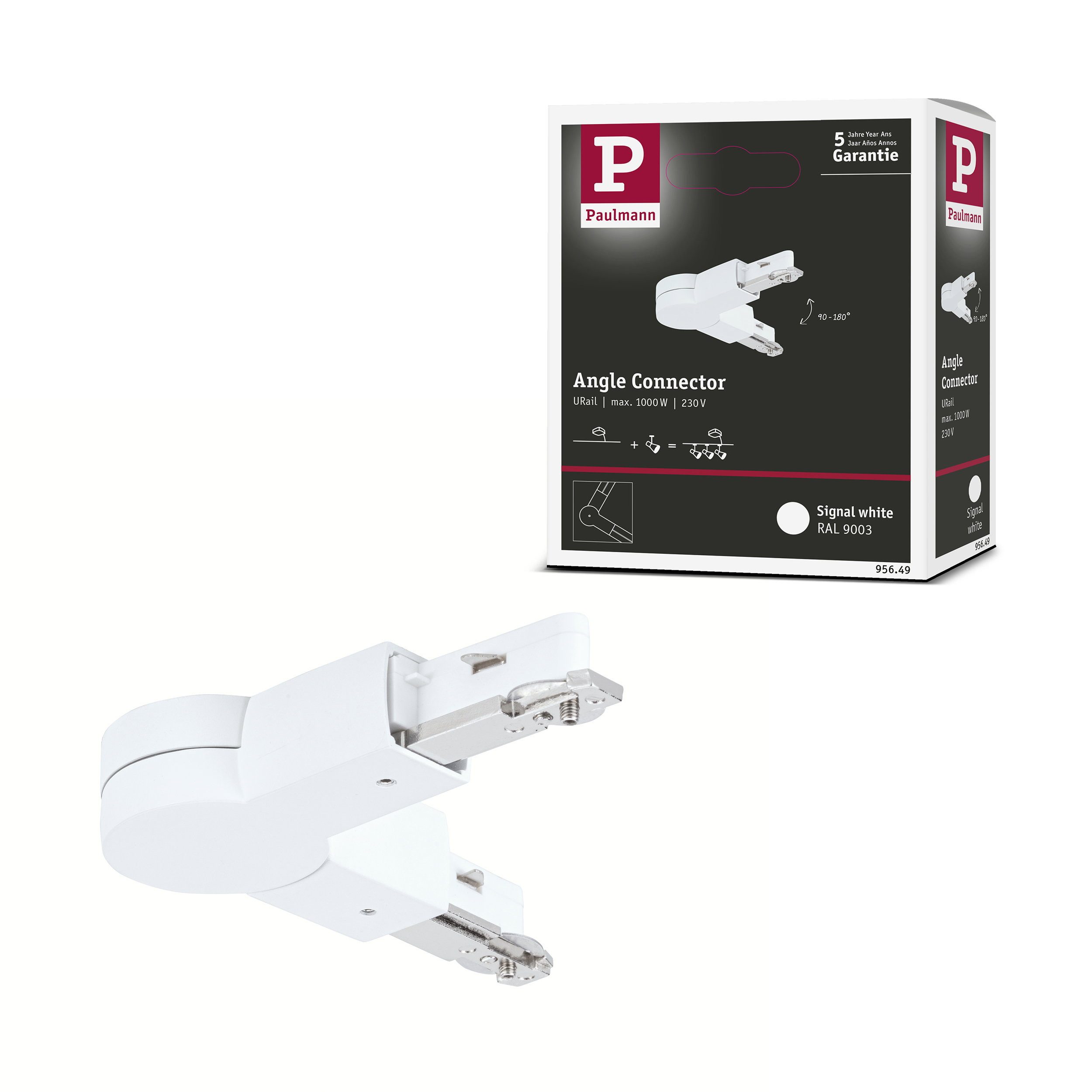 Paulmann URail Verbinder Gelenk 159x36 mm max. 1000W Signalweiß Lampen-Verbindungskabel