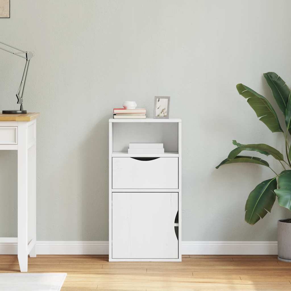 vidaXL Beistellschrank Beistellschrank mit Schublade ODDA Weiß Massivholz K günstig online kaufen