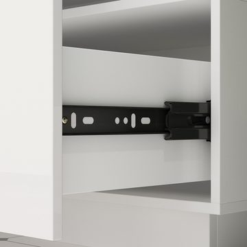 FUFU&GAGA Schubkastenkommode Schubladenschrank Weiß mit 6 Schubladen,127 cm, Breite 127 cm