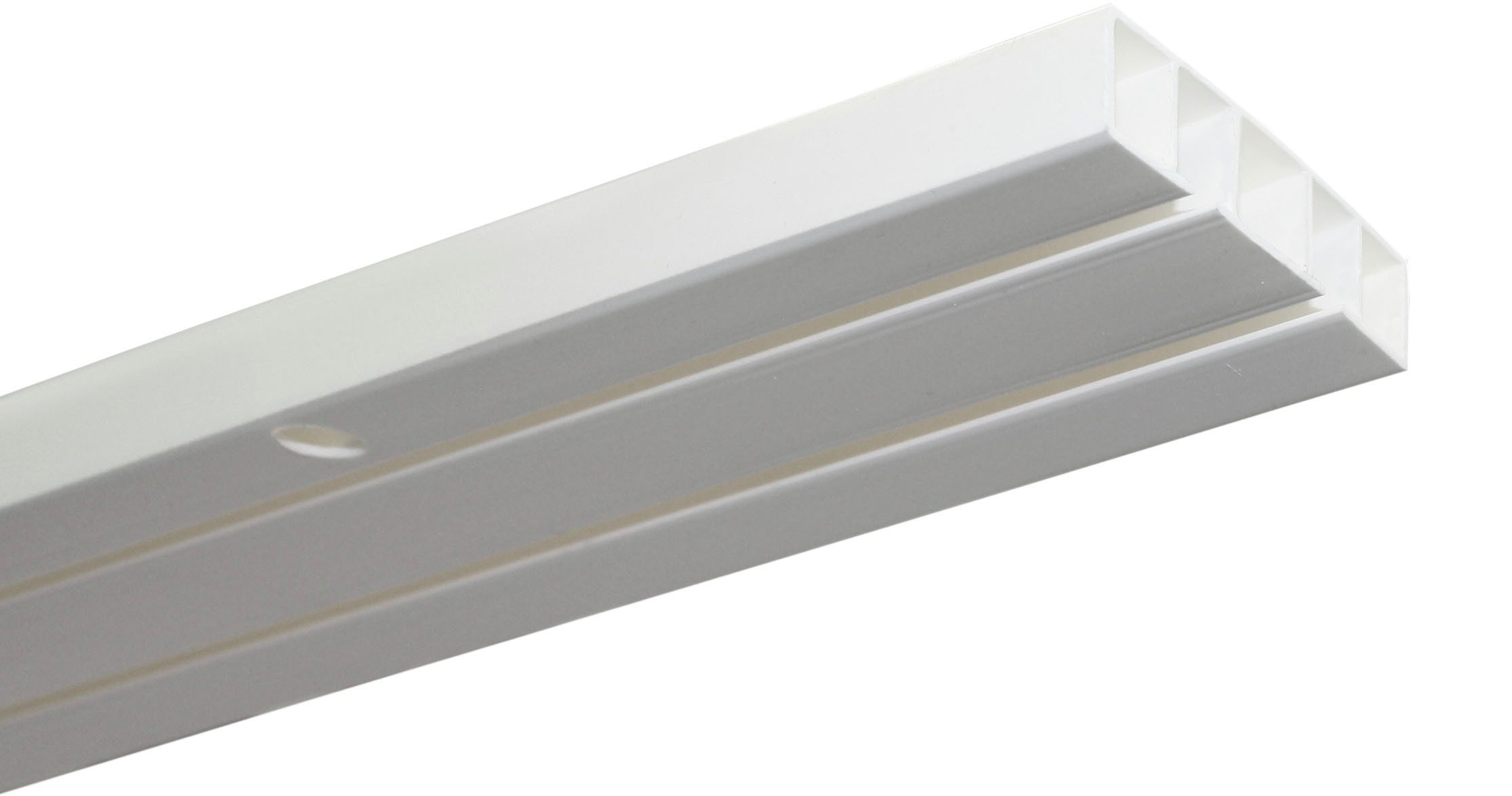 GARDINIA Vorhangschiene Slim Line, 2-läufig, mit Bohren, Kunststoff, mit Bohren, Deckenmontage, Kunststoff, Aufputzschiene