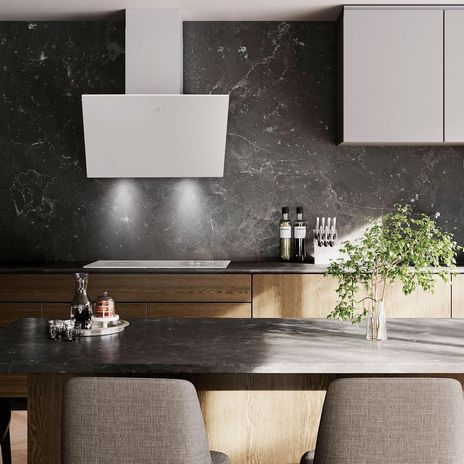 SNDOAS Wandhaube Dunstabzugshaube 60cm, kopffrei, mit 700 m³/h starker Saugleistung Touchscreen & LED, 3 Stufen, Abluft/Umluft, Energieklasse A++ – Bild 4 von 5