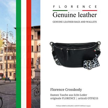 FLORENCE Gürteltasche Florence Echtleder BomBag Damen extra groß (Gürteltasche), Damen Leder Gürteltasche, schwarz ca. 37cm x ca. 20cm