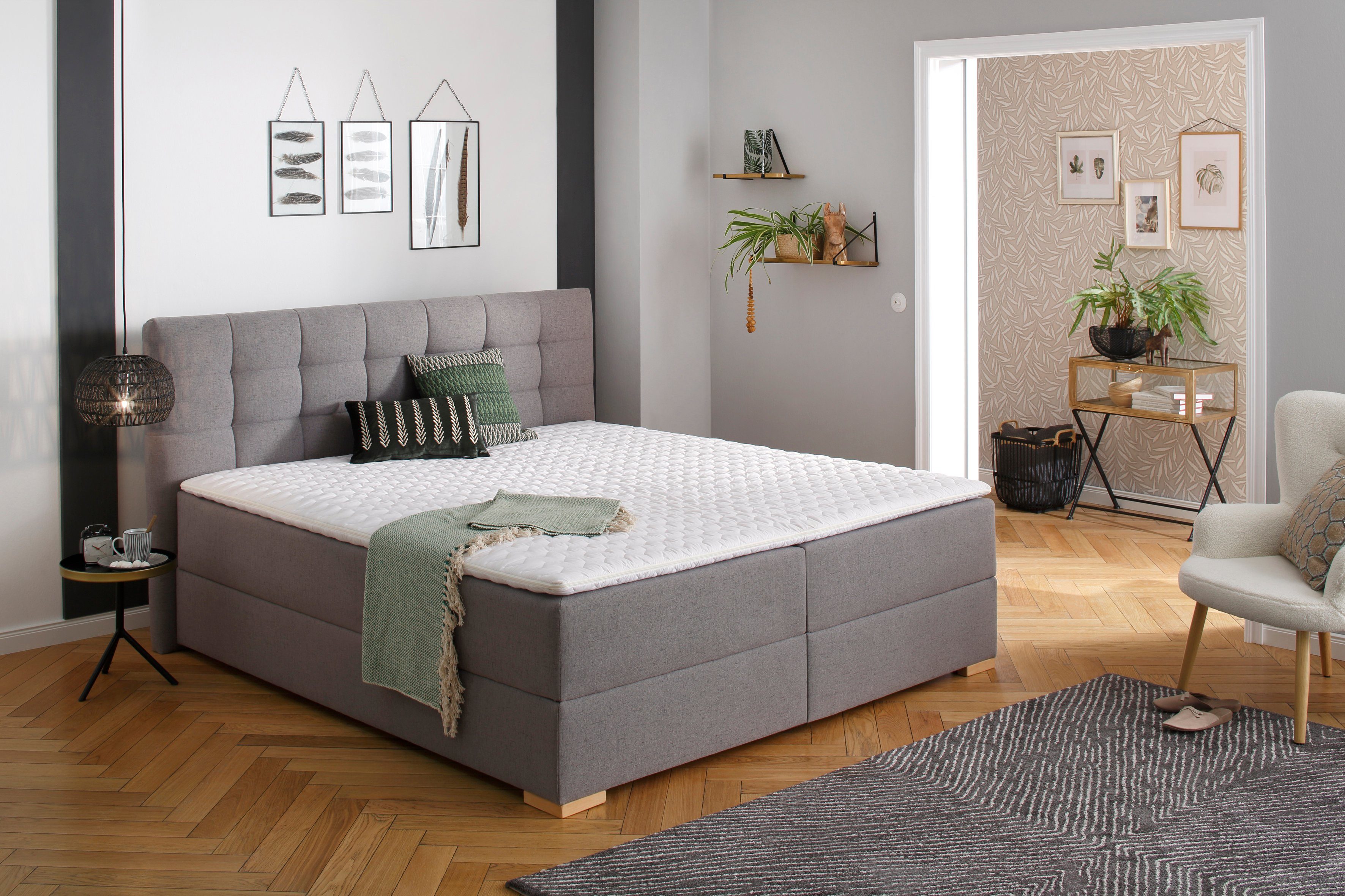Home affaire Boxbett Olivet mit Bettkasten, in 4 Farben, 4 Breiten, 2 Matratzenarten, auch in Überlänge 220 cm