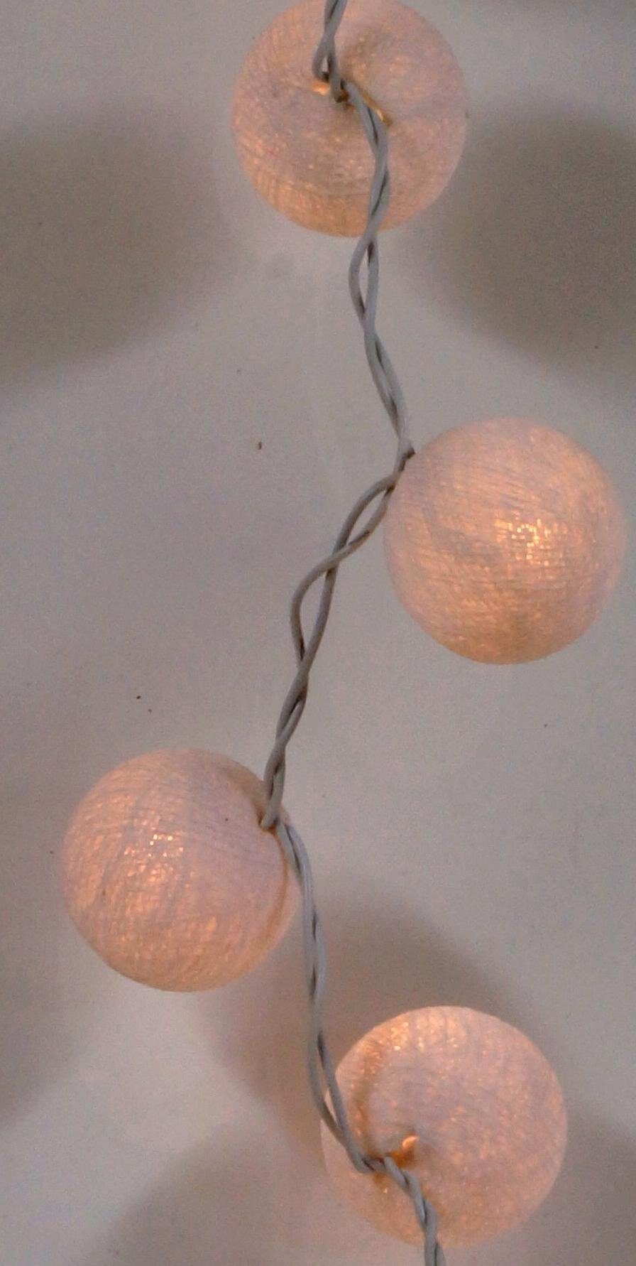 Kugel Lampion.. weiß Guru-Shop Lichterkette, Ball LED LED-Lichterkette Stoff