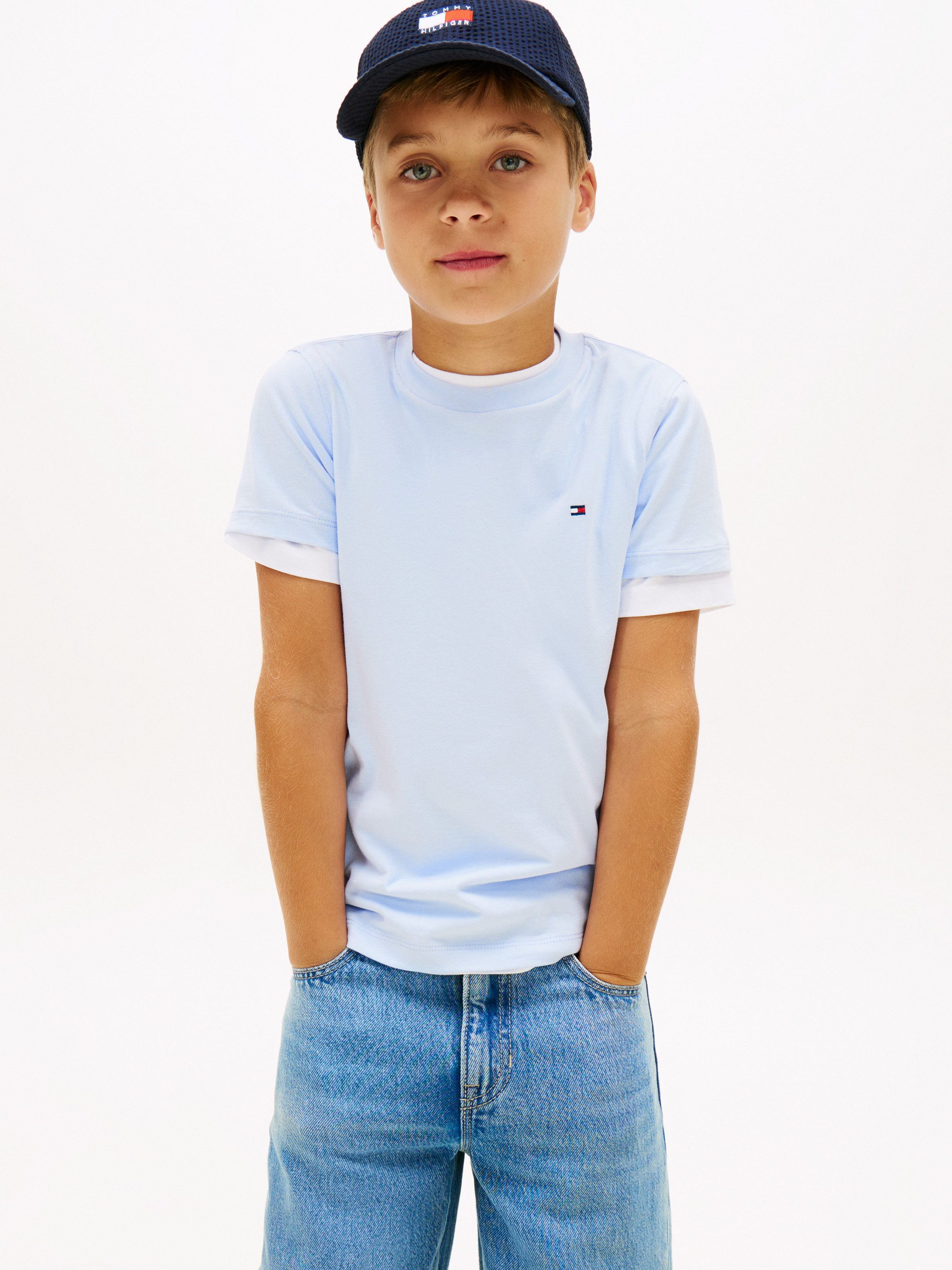 Tommy Hilfiger T-Shirt ESSENTIAL COTTON REG FIT TEE SS Kinder bis 16 Jahre, mit Rundhalsausschnitt