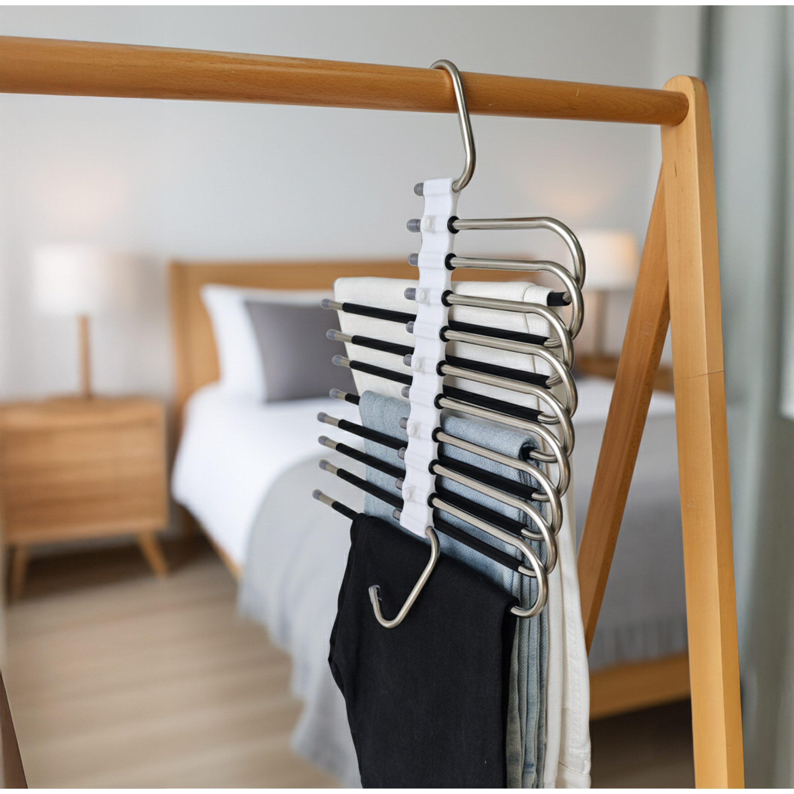 relaxdays Mehrfach-Kleiderbügel Mehrfach Hosenbügel im 2er Set, schwarz günstig online kaufen