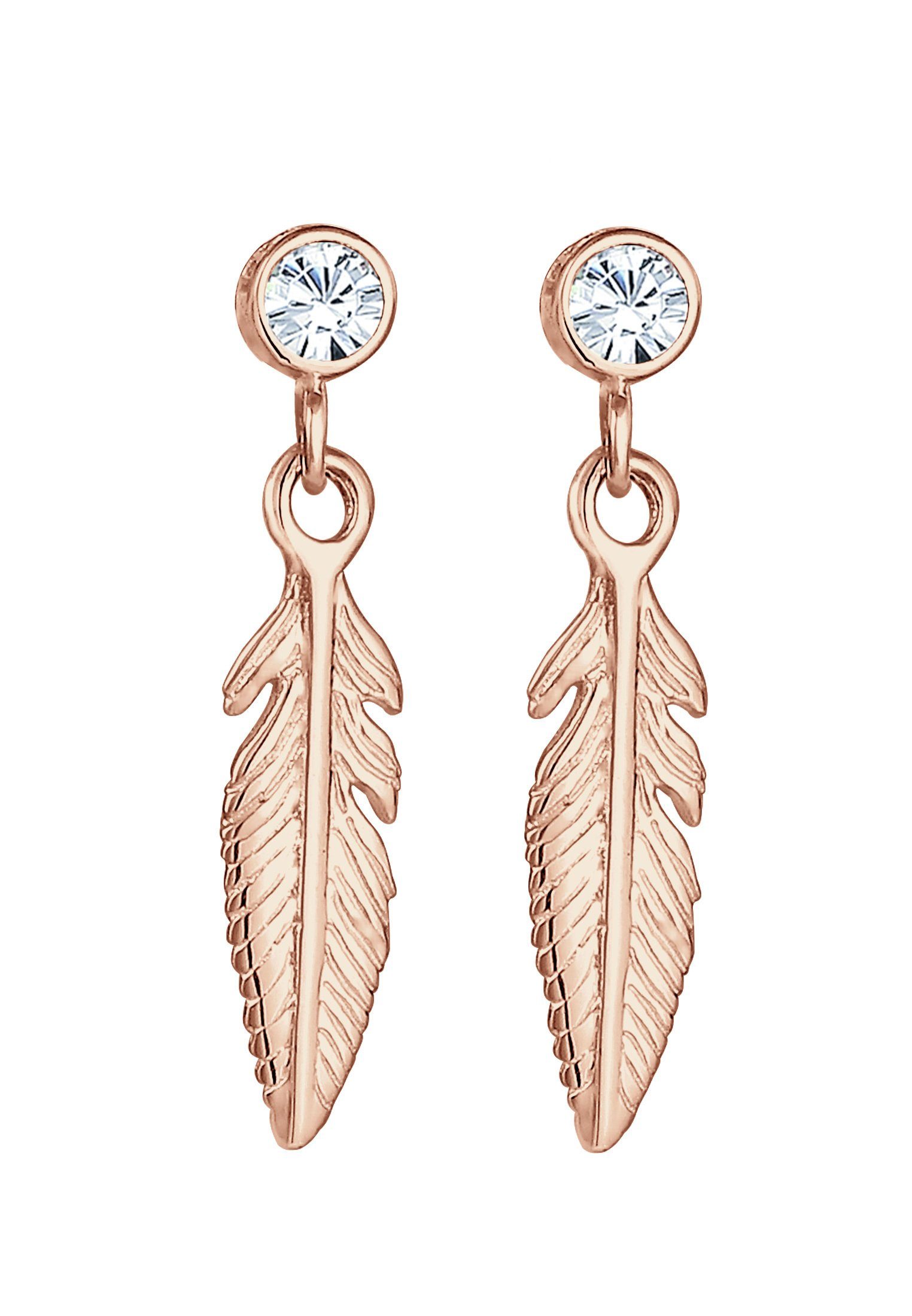 Elli Ohrhänger-Set Ohrhänger Feder 925 Silber, mit Kristallen von Swarovski günstig online kaufen