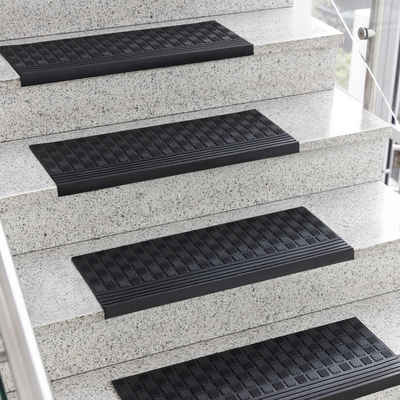 Stufenmatte Diamond, 25x65 cm, Treppenschutz, Außentreppenschutz, Floordirekt, rechteckig, aus Gummi
