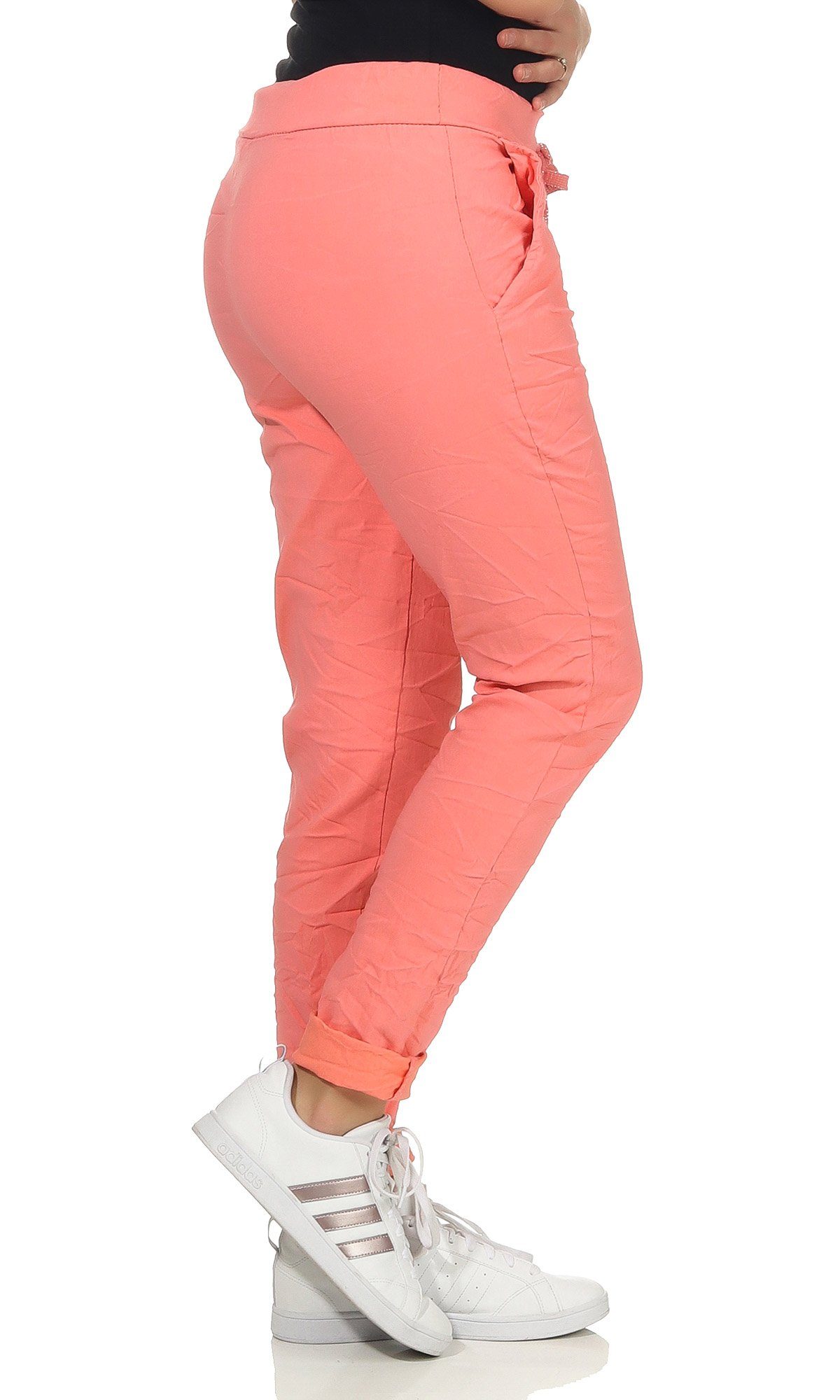 CLEO STYLE Stoffhose Damen Jogginghose 88 Lachs